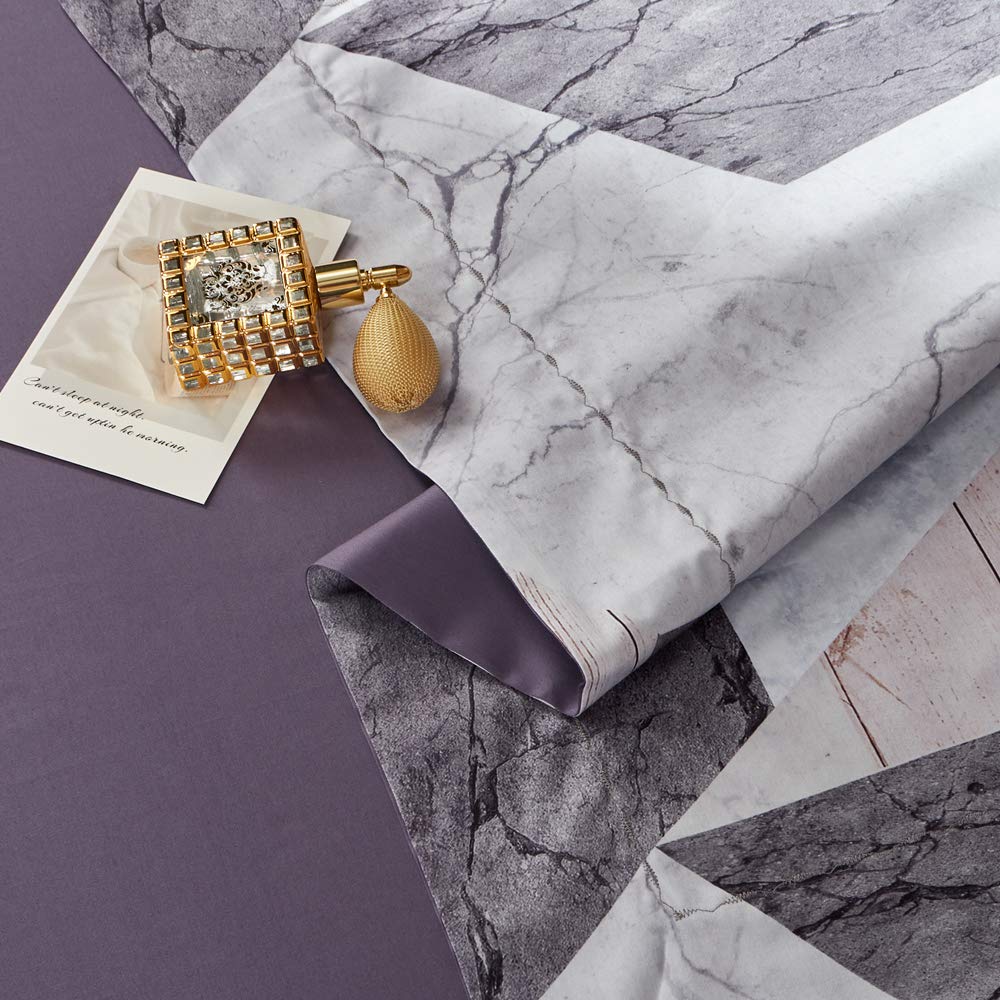 MILDLY 100% Long Staple Cotton Duvet Cover Set, 3pcs Geometric Marble Textured Pattern Printed Comforter Cover Set