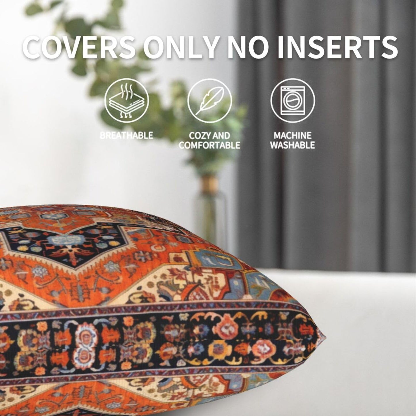 aipoase Geometric Bohemian Throw Pillow Covers 18 X 18 Inch Set of 2 Pillow Cases Decoration Cushion Cover for Sofa Bedroom Living Room Outdoor