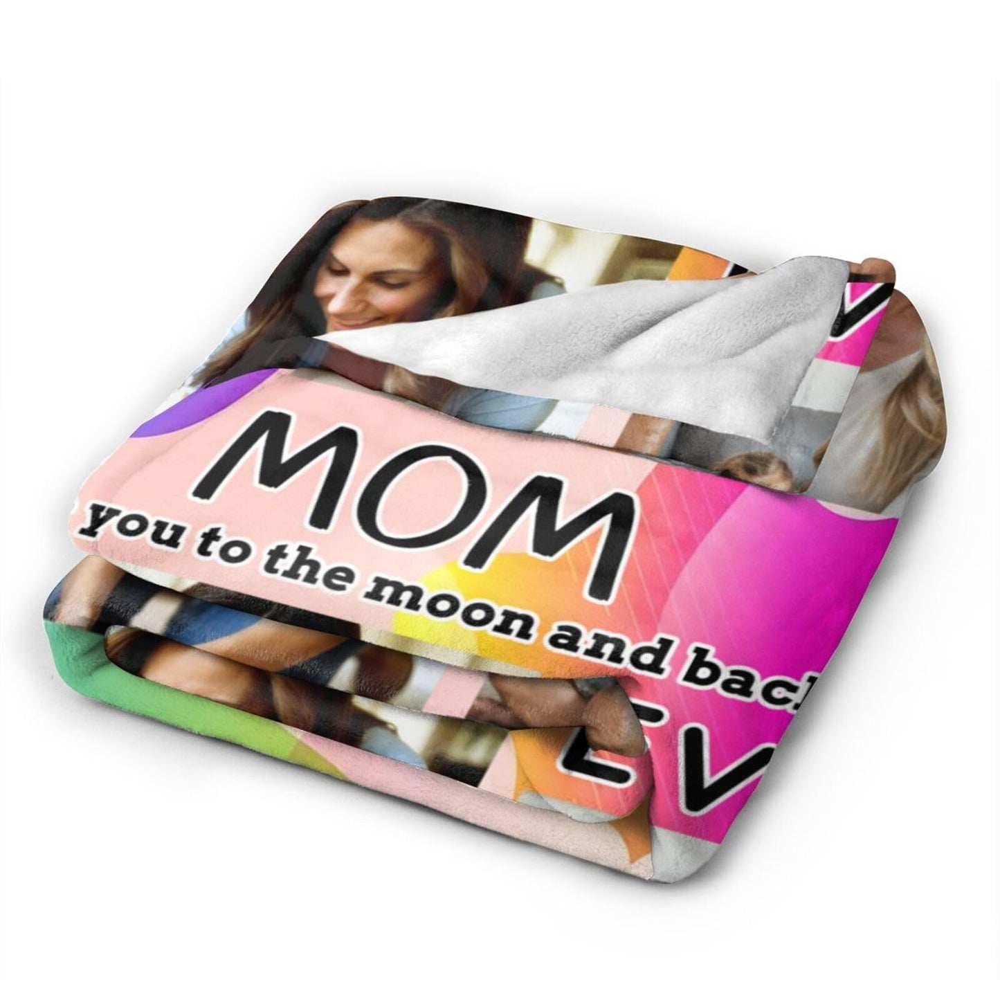 Dewoofly Personalized Photos Flannel Throw Blankets Custom Gift for Your Best Mom Ever, Customized Blanket All Seasons for Birthday Mother's Day Presents 60"x50" (Print in USA)