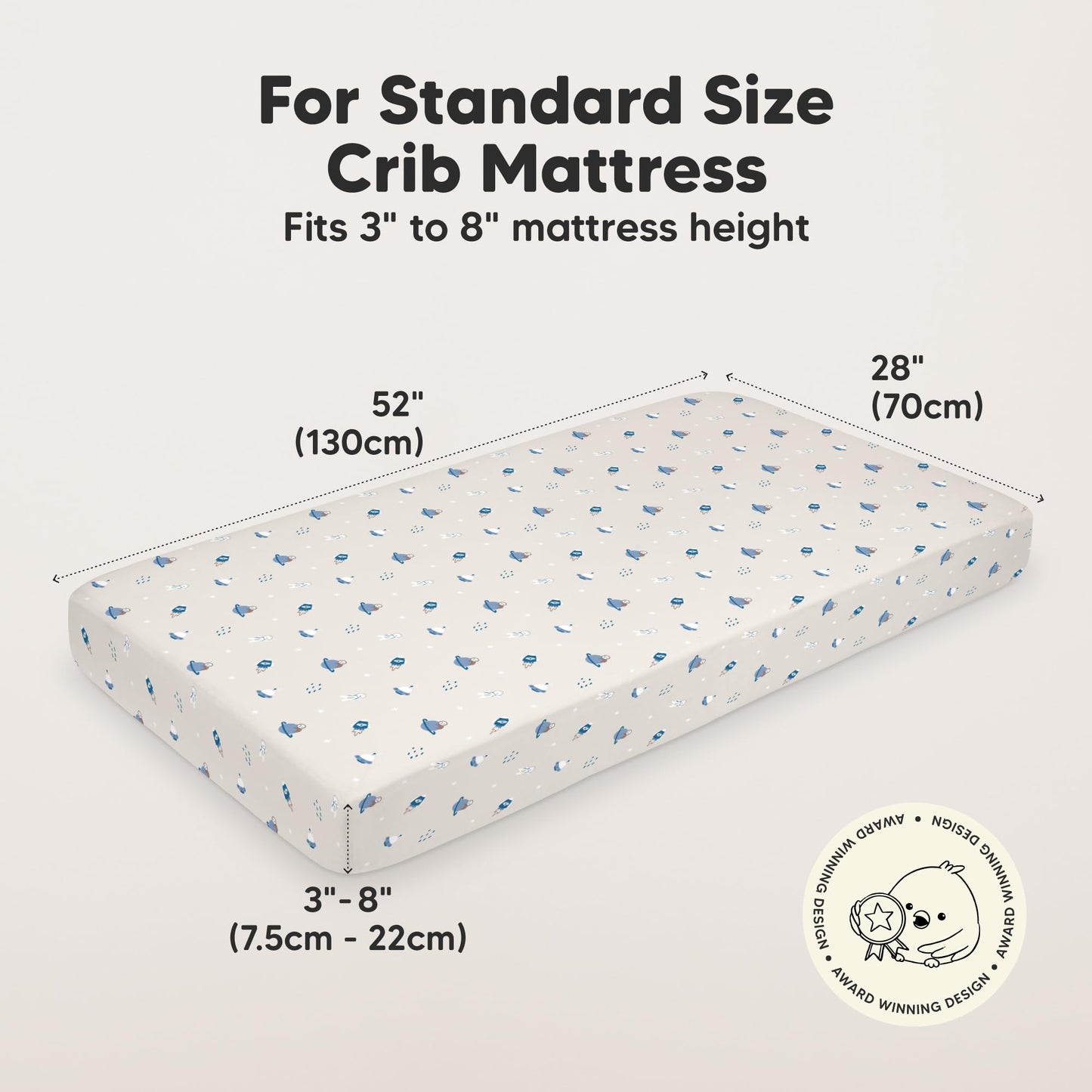 KeaBabies 2-Pack Organic Cotton Crib Sheets for Boys, Girls - 52x28 Fitted Crib Mattress Sheet Neutral, Breathable Cover for Baby Bed Set, Toddler Mattress, Soft & Cute Prints (Cosmo)