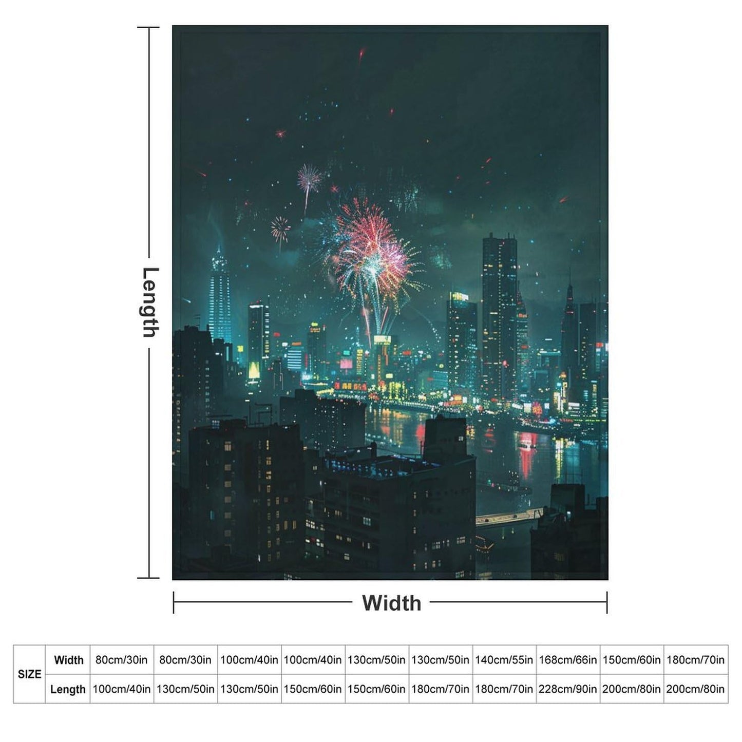 HDESDIS City Skyline Scenery Throw Blanket, Soft Cozy Night Starry Fireworks Building Blanket for Couch, Sofa, Bed, Warm Decorative Blanket for Women and Men, 50"x60"
