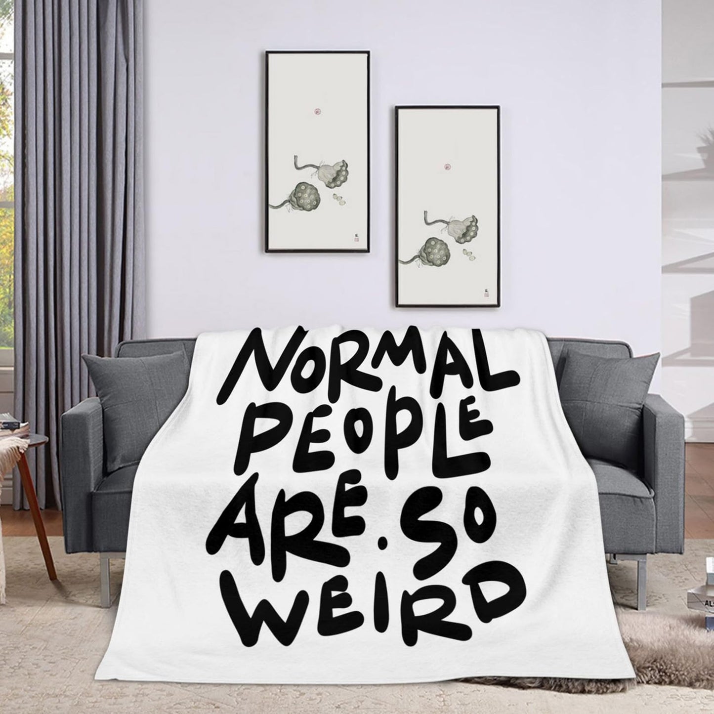 Throw Blanket 50x60 Inch,Normal People are So Weird Funny Hand Written Saying Cozy Soft Lightweight Fuzzy Flannel Blanket 60x50 Inch Suitable for Couch Bed Sofa Living Room in All Seasons