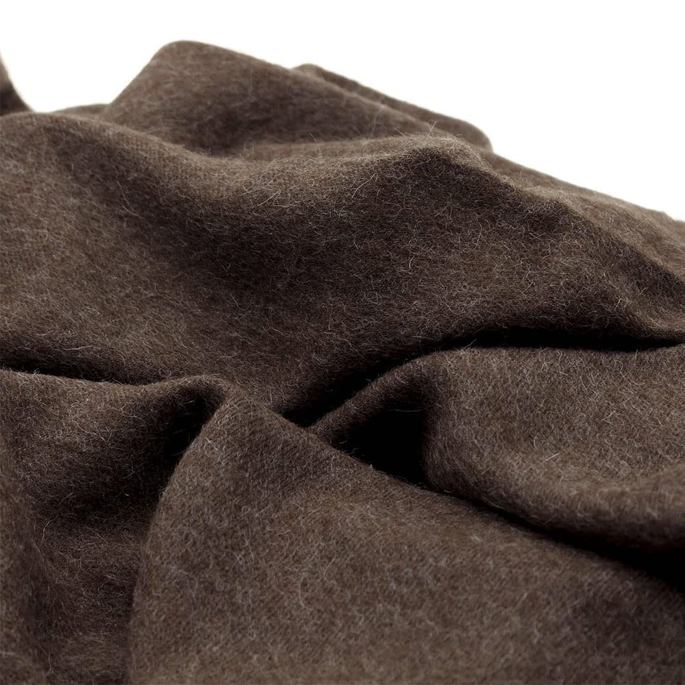 Wiracocha Calling - Eco 100% Baby Alpaca Wool Throw Blanket Undyed Natural Colors Soft Warm Solid Color Design 74" x 54" (Brown)