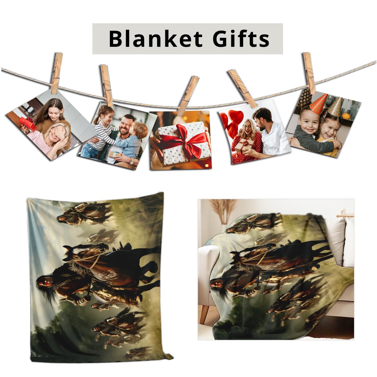 HUNXIAOJ Native American Blankets for Men Indian Print Blankets and Throws for Couch Bed Room Home Western Decor Flannel Throws Queen Size Native American Indian Gifts (49"x59")