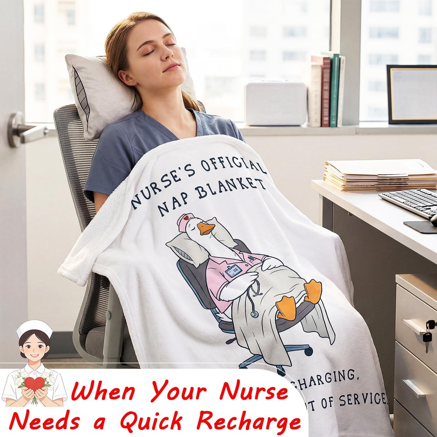 Gilprop Nurse's Official Nap Blanket Gifts 50 x 60 Inch, Soft Cozy Flannel Throw Blanket for CNA Week Appreciation Gifts Nursing Student Graduation Supplies