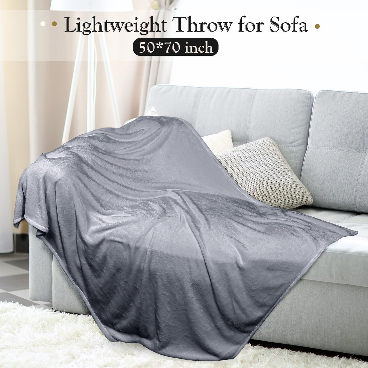 Peryiter 4 Pcs Fleece Throw Blanket Bulk Sofa Blanket Fuzzy Plush Warm Soft and Breathable Lightweight Throw Blankets for Couch for Living Room Bed Travel Couch Sofa(Multi Color,50'' X 70'')
