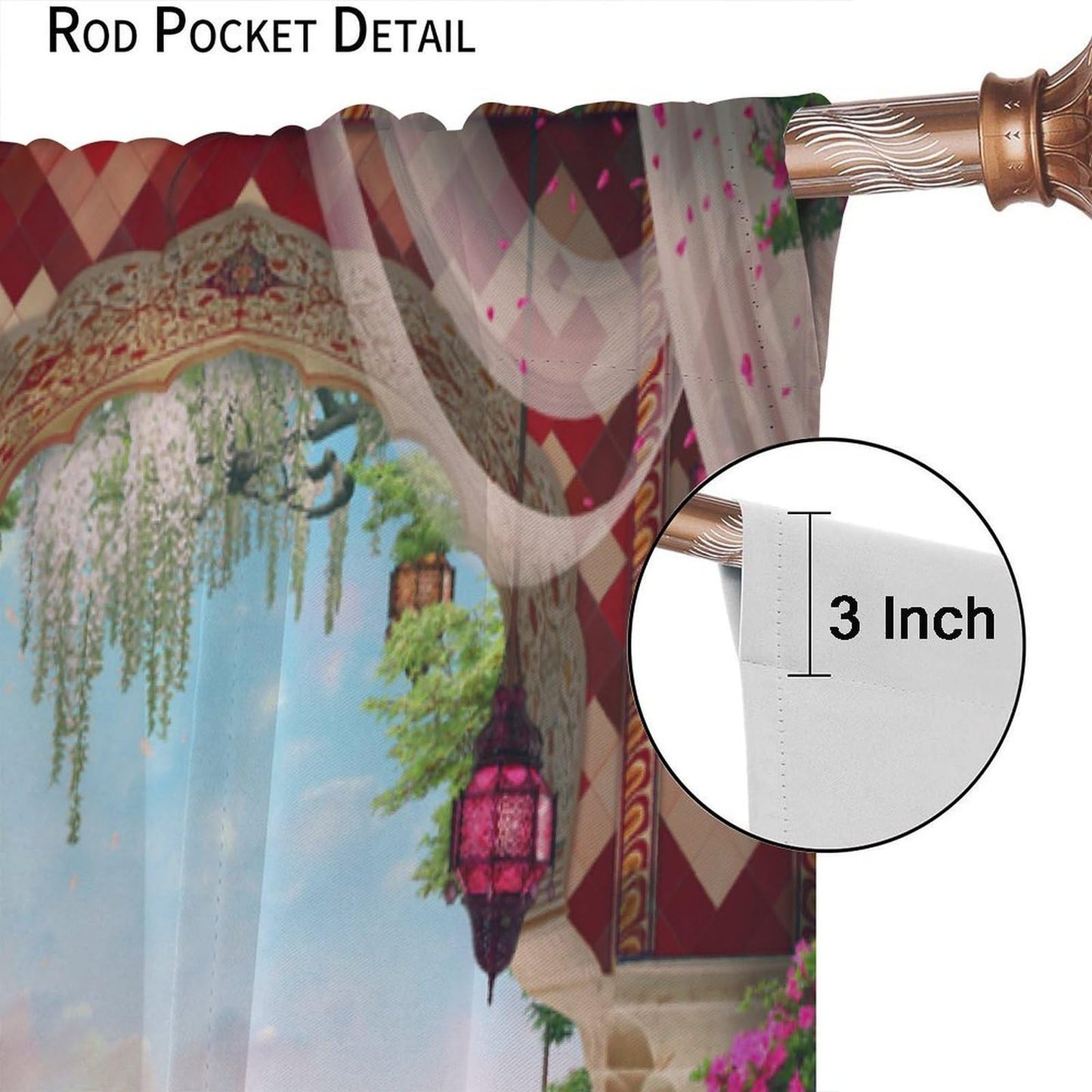 Italian Landscape Curtains for Kitchen Garden Waterfall Lake Nature Scenery Print Pattern Decorative Window Treatments for Bedroom Living Room Bathroom 41x44.5in（No Blackout）