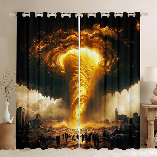 Erosebridal Glitter Tornado Curtains 38" Wx45 L,Tornados Window Curtains Drapes for Kids Boys Teens,Weather Storm Theme Room Decor