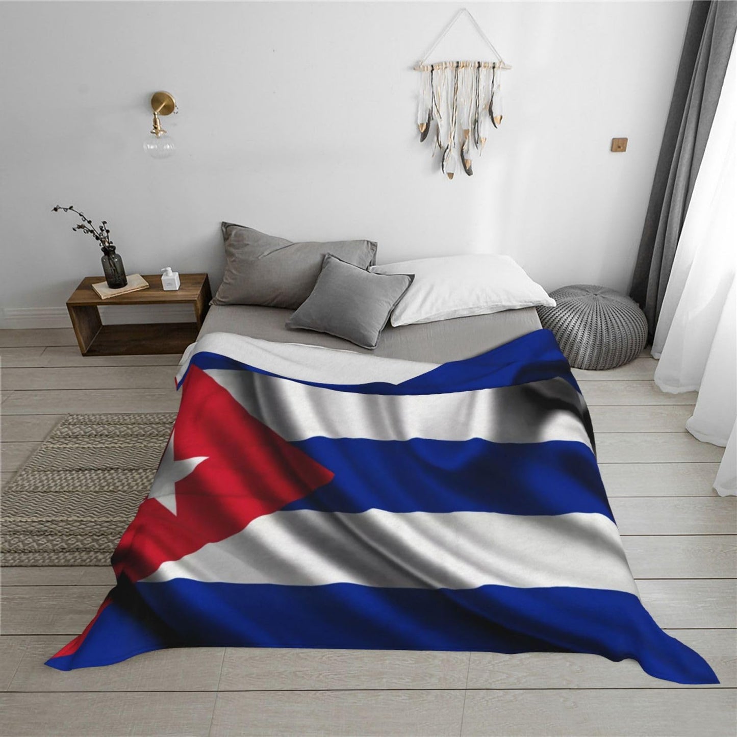 Cuban Throw Blankets Vintage for Bed & Couch Warm Winter Style - Lightweight Cozy Stylish Blanket for All Seasons
