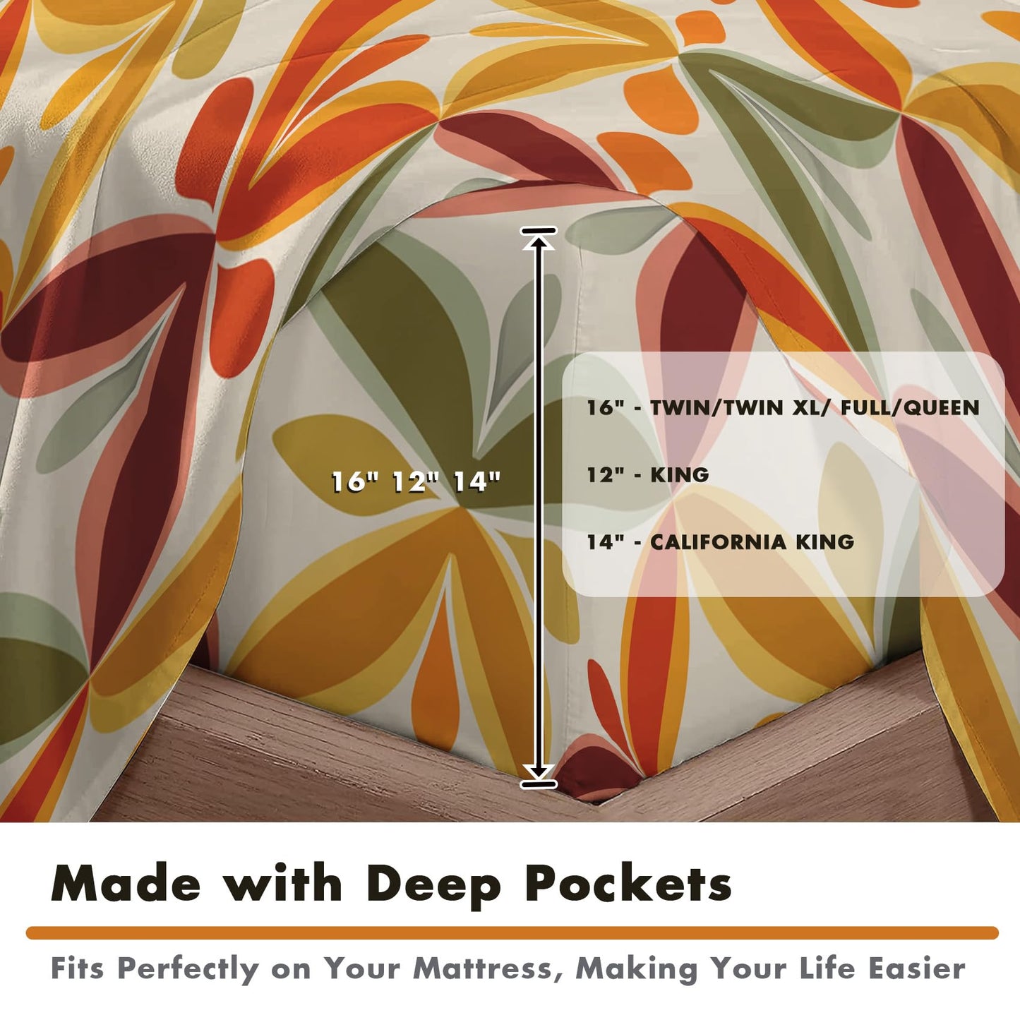 NOGAWA Retro Geometric Sheets King Size, 70s Bed Sheets, Colorful Bedding Sheets, Pillowcases 4 Piece Set, Microfiber Deep Pocket Fitted Sheet, Flat Sheet, 2 Pillow Cases
