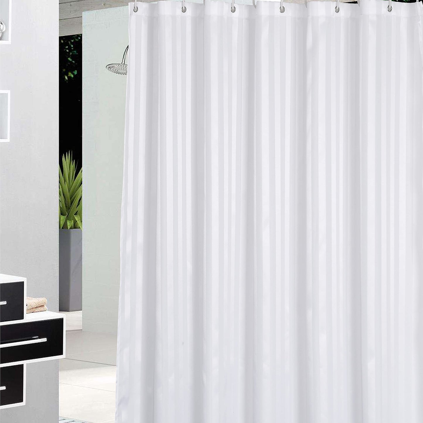 DEARARTBath Bright White Shower Curtain Liner 72'' × 72''inch Thicken Cloth Shower Curtains with Grommet and Hooks, Quick Dry Waterproof Washable Easy Care