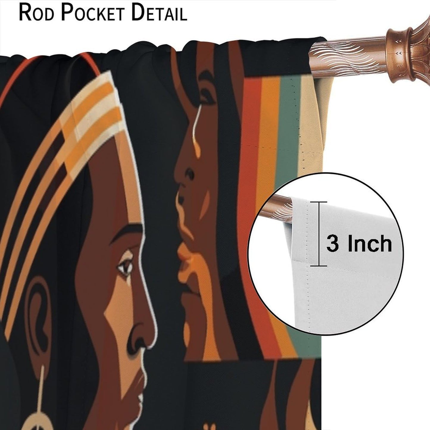 FAOTELY African Women Curtains Boho Mid Century Tropical Window Drapes for Kids Bedroom Living Room Classroom Kitchen Cafe Decor （W21xL45 Inch） x2 Panels