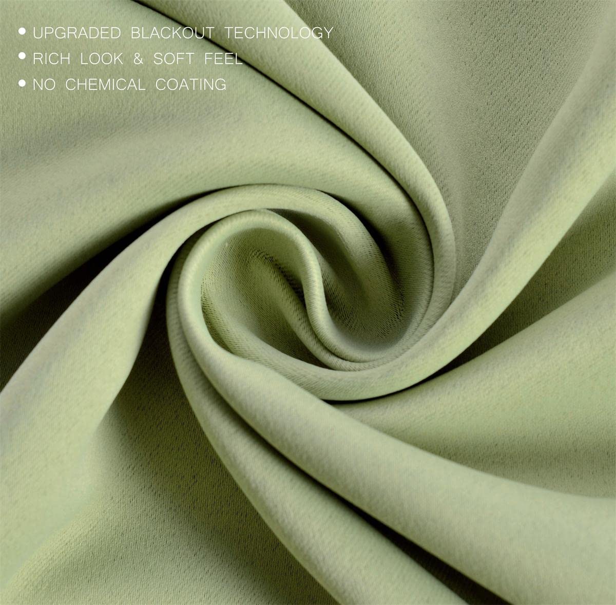 MIUCO 1 Pair Thermal Insulated Grommet 52-Inch-by-63-Inch Blackout Window Curtain Panels with 2 Tie Backs, Sage