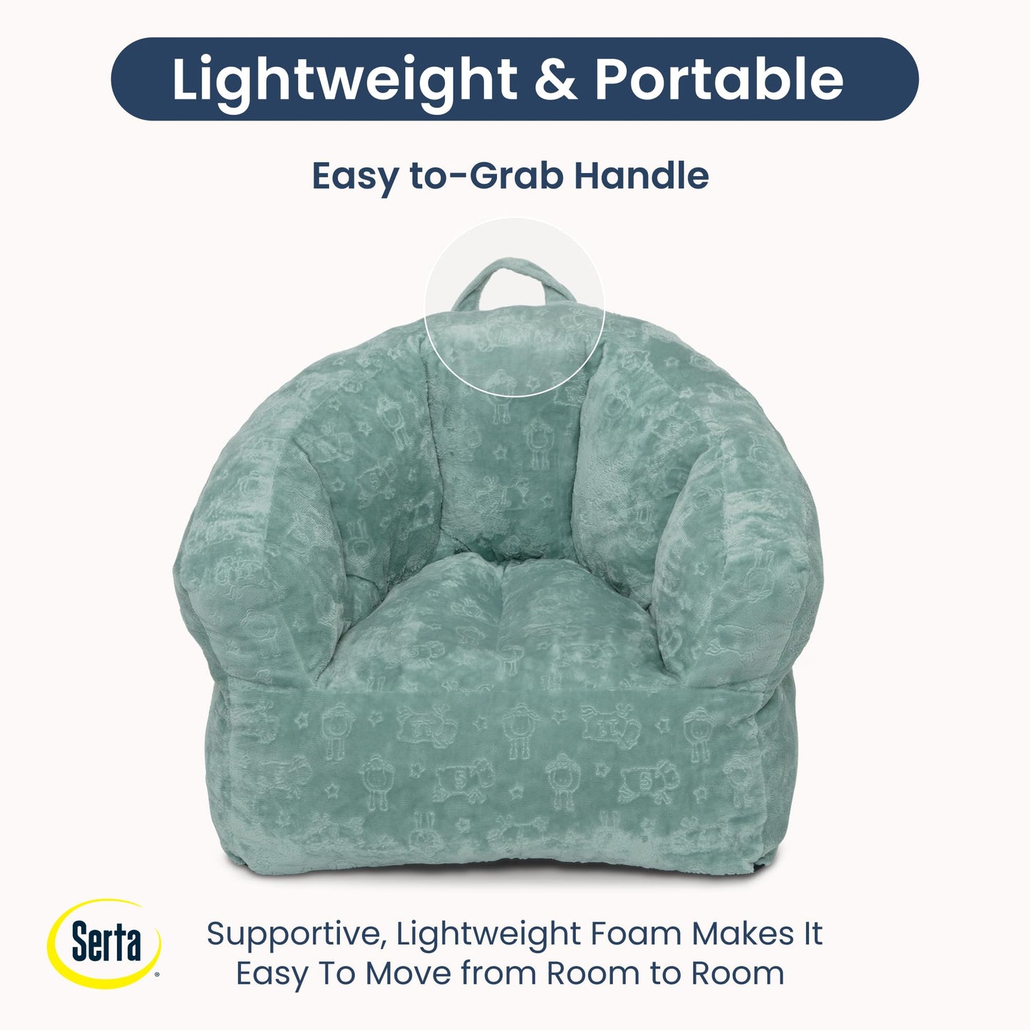 Delta Children - Serta Kids Plush Barrel Toddler Chair, Soft Foam Chair Bean Bag Chair Alternative for Boys and Girls, Cozy Seat for Reading, Watching Cartoons, Playroom Nursery Bedroom, Sage