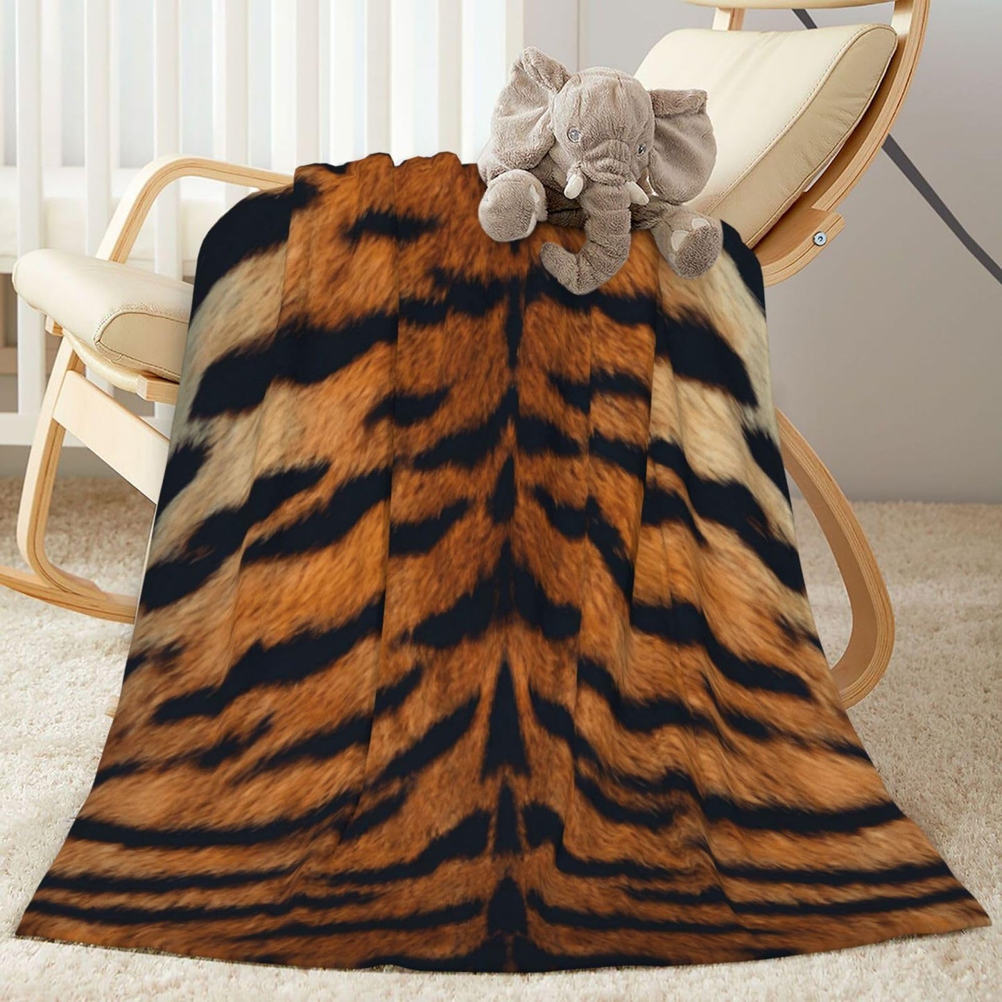 Gbuzozie Tiger Animal Texture Fleece Blanket Lightweight Ultra-Soft Throw Blanket for Sofa Couch Bed Camping Travel - Super Soft Cozy Microfiber Blanket 60"X50"