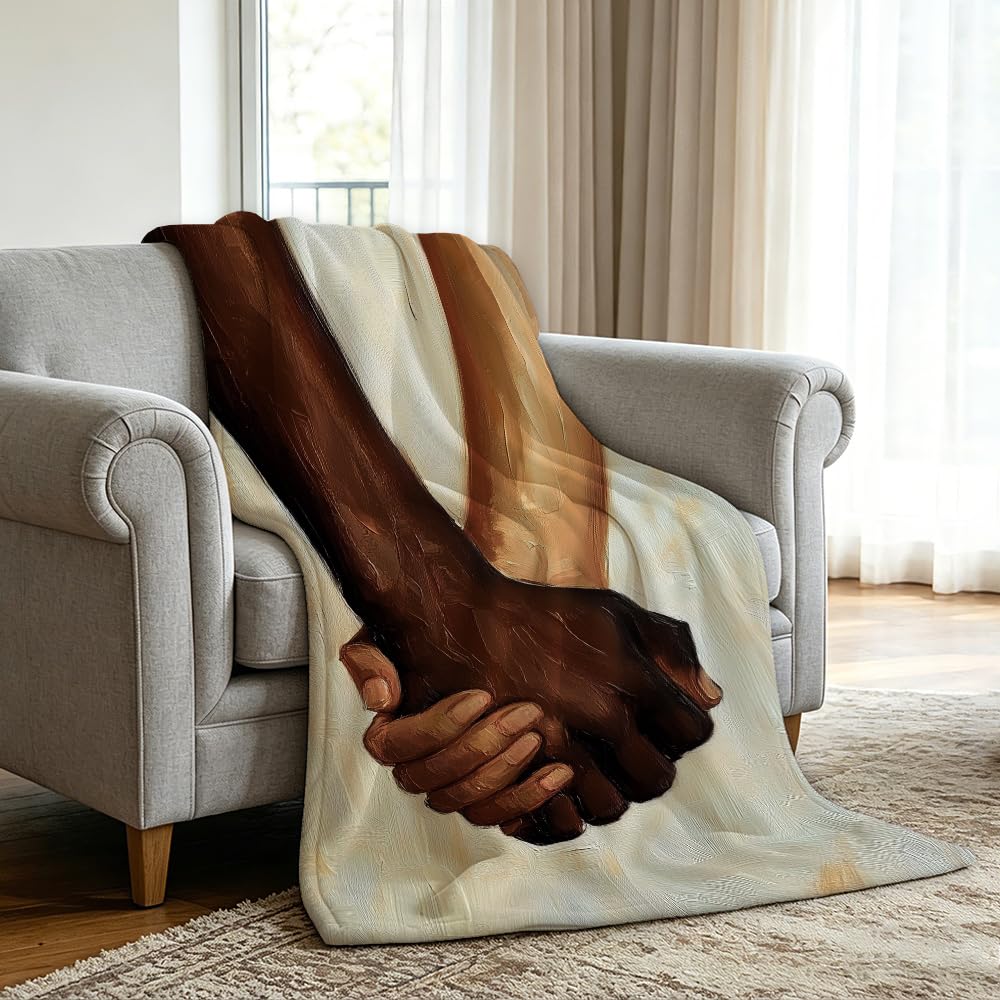 HUNXIAOJ African American Throw Blanket Black Love Decor African American Gifts for Girls Black Couple Bedding Warm Soft Flannel for Sofa Couch (49in x 59in)