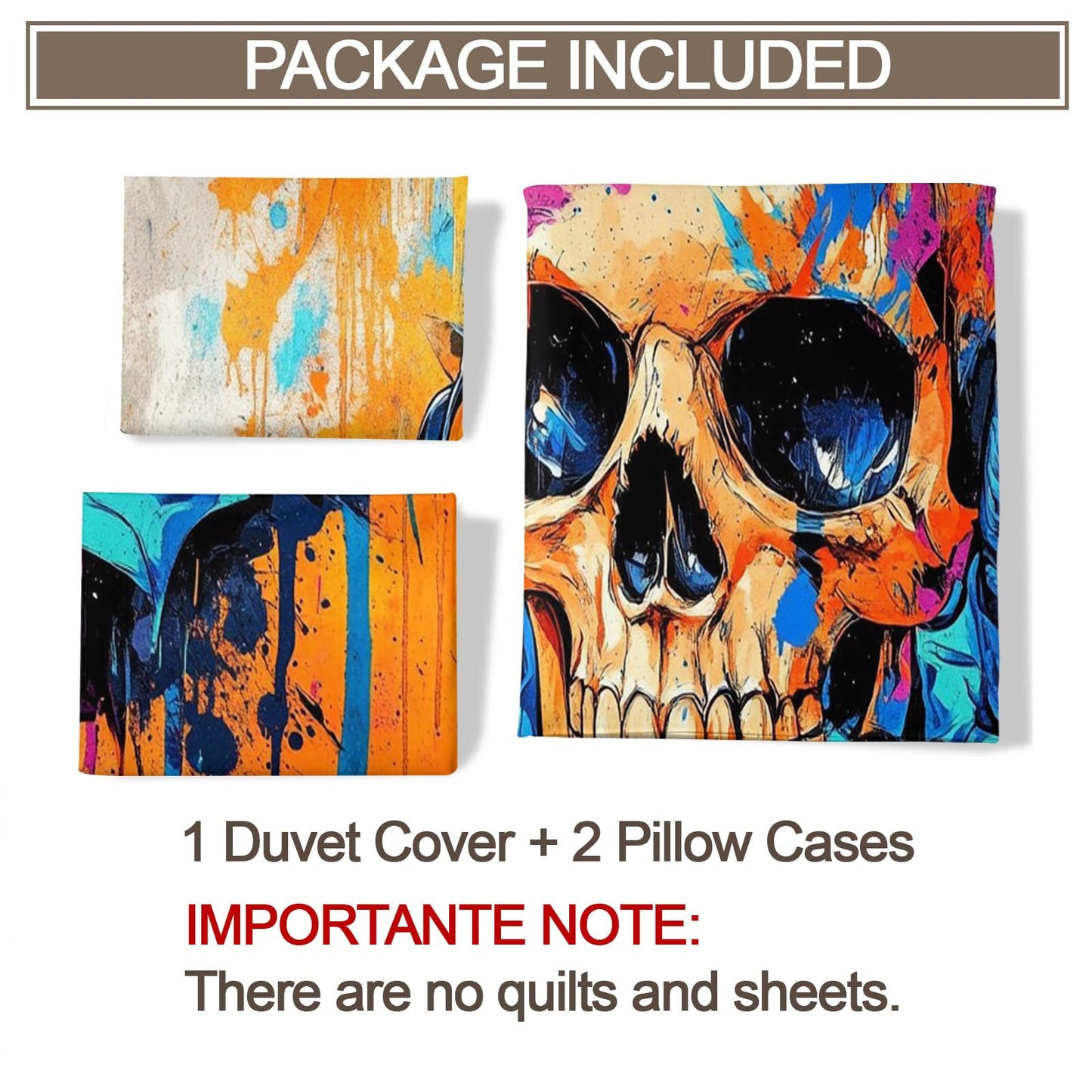 PAISUOQ Graffiti Bedding Sets Full Floral Skull Comforter Cover with Zipper Ties, Graffiti Music Duvet Cover with 2 Pillowcases, 3 Pieces，Bedroom Decor & Gifts