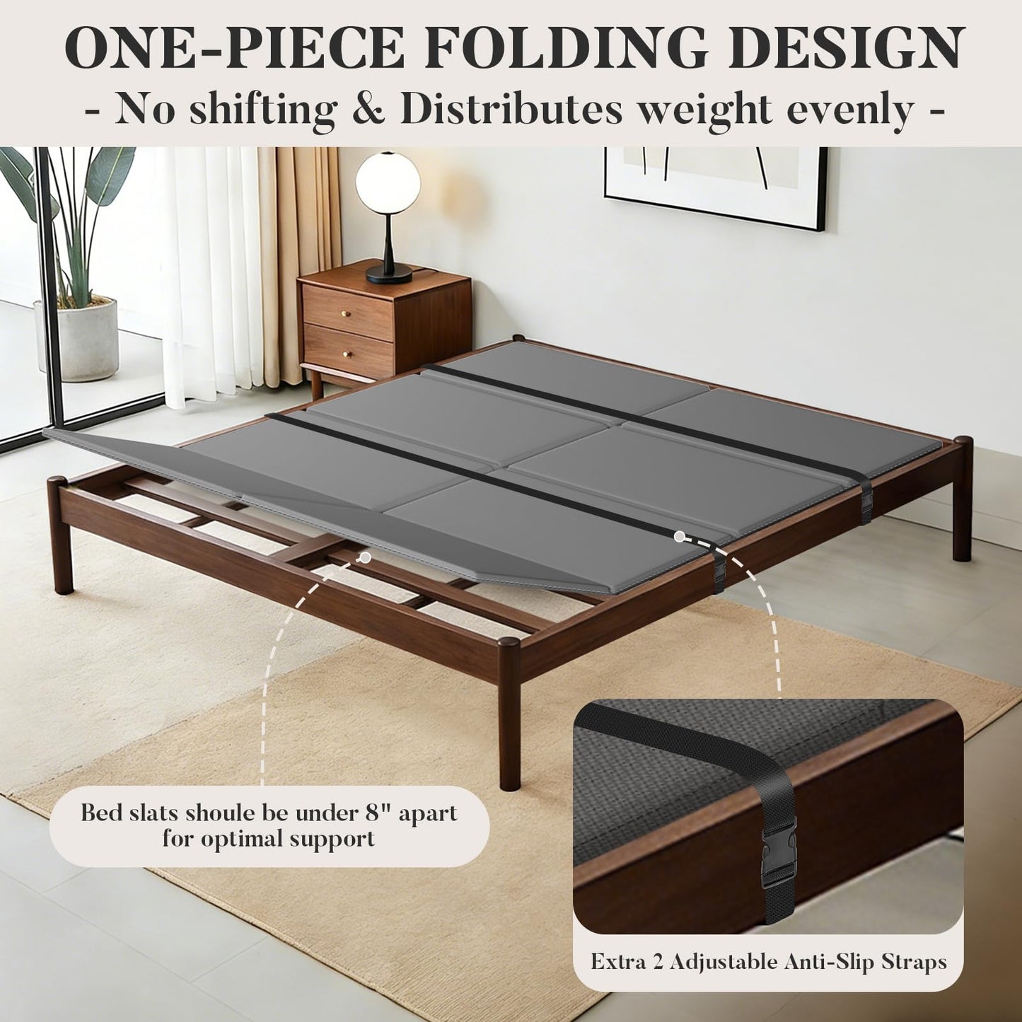 JUOIFIP Bunkie Board King Size (76" x 80") 8mm Heavy Duty, Non-Slip Breathable Mattress Support Board for Slatted & Platform Bed Frames, Anti-Sag, Noise Minimizing, Moisture Resistant