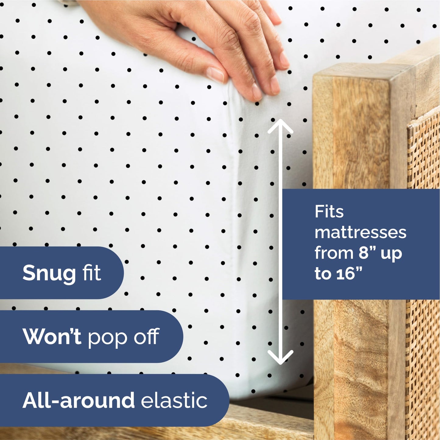 Blue Polka Dots Bed Sheet Set – 1 Flat & 1 Fitted Sheet & 2 Pillowcases w/ Deep Pockets – Polka Dot Bedding - Wrinkle & Fade Resistant - Soft, Breathable & Cooling - Comfy, Luxury Bed Set - Queen Size