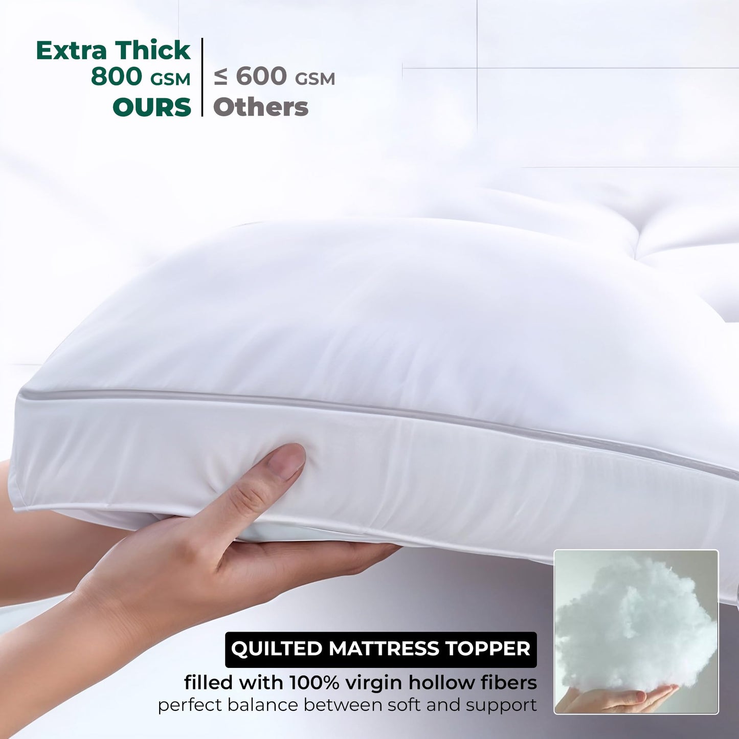 Extra Thick Cooling Mattress Topper – Pain-Reducing Mattress Pad, Soft Quilted Protector, Overfilled Down Alternative, Plush Pillow Top, Queen Mattress Size with Deep Pocket Fits 8–21 Inches
