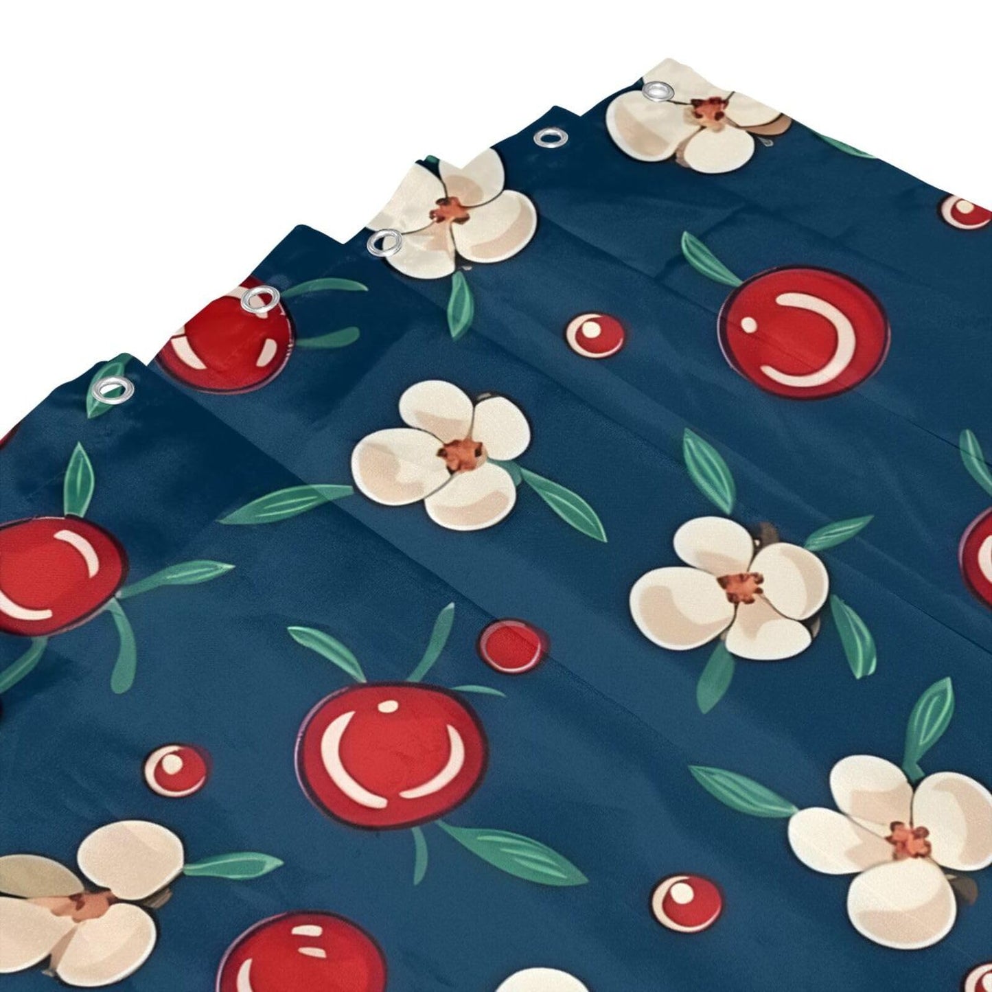 HSYOYO Blue Flower Cherry Shower Curtains for Bathroom Waterproof Shower Curtain Set with 12 Plastic Hooks Washable Bathroom Curtain Modern Bathroom Decor 72" W x 72" L