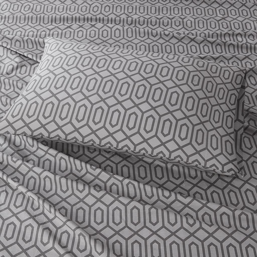 Comfort Spaces 100% Cotton Sheet Set Breathable, Lightweight, Soft with 12" Elastic Pocket Fits up to 14" Mattress, All Season Cozy Bedding, Matching Pillow Case, Twin XL Diamond Sliver 3 Piece