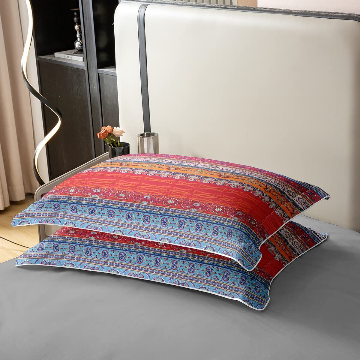 100% Cotton Bohemian Duvet Cover Set Queen Colorful Floral Boho Striped Bedding Set Ultra Soft Microfiber Double Duvet Cover Southwestern Indian Tribal Reversible Bedding Exotic Boho Comforter Cover