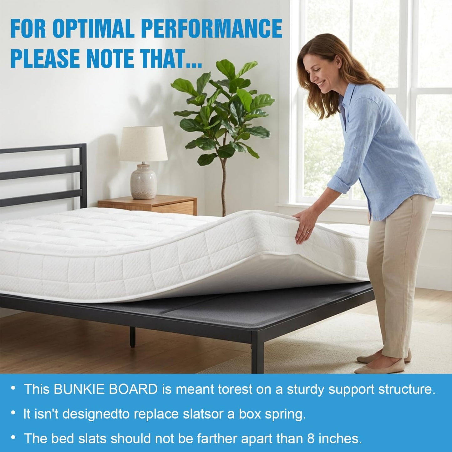 Wolive Bunkie Board Twin Size (38x75''), 10mm Bed Boards for Under Mattress, Breathable, Noise Minimizing, Moisture Resistant Bunkieboards, Heavy Duty Bed Support Board for Platform & Slatted Frames