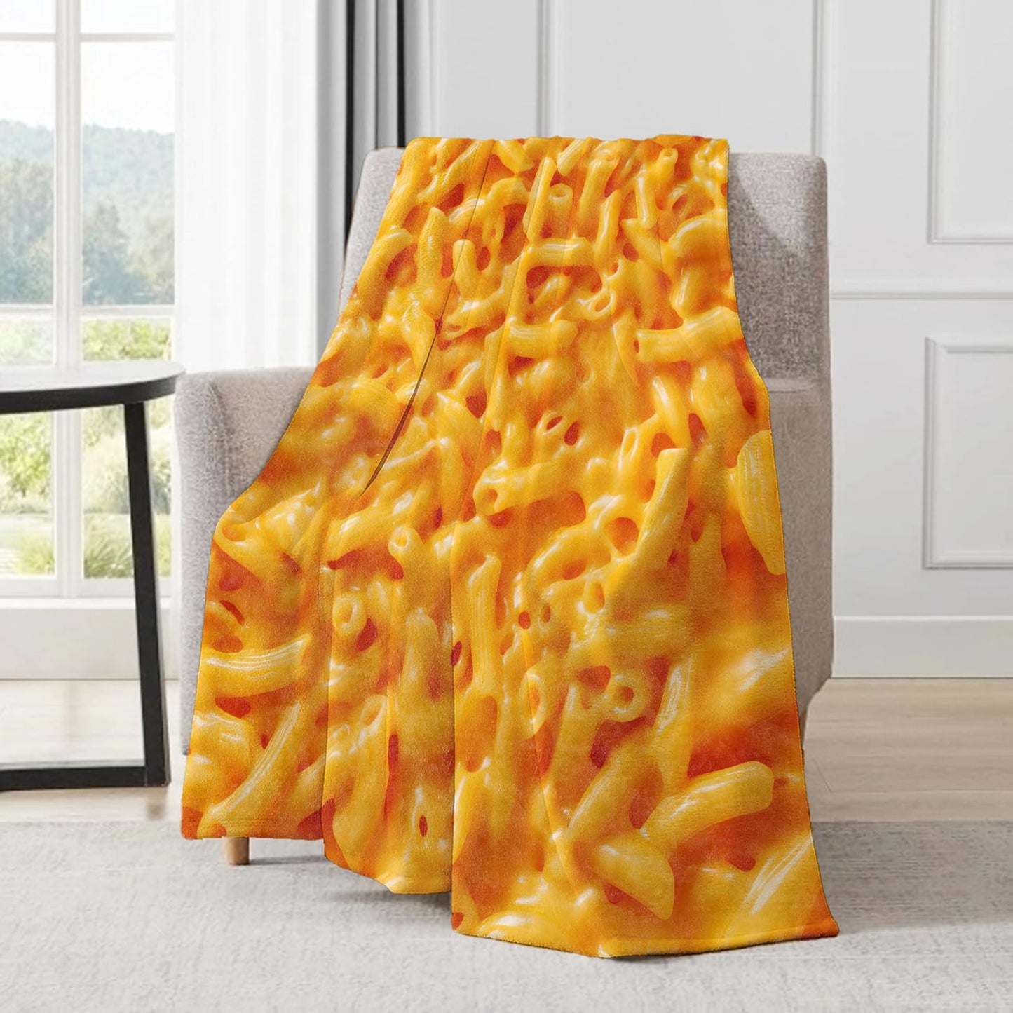 ainori Mac and Cheese Blanket - Fun Macaroni Food Fleece Throw,Gifts for Adult, Soft & Warm,Lightweight, for Modern Art Decor, Kitchen Lovers,Living Room Home Accents 50x60in