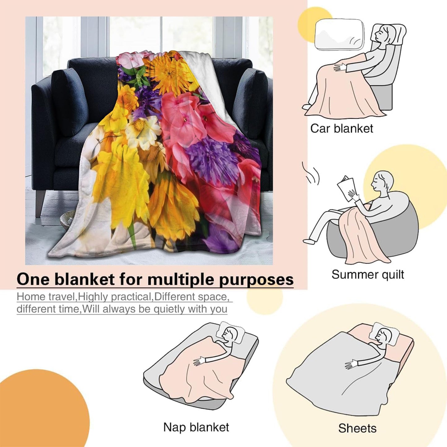 TRYYN Playful Running Dog Throw Blanket, Adorable Cartoon Puppy Theme, Soft Flannel Fleece, 50x60 Inch, Couch Bedroom Playroom Blankets for Dogs Lovers, Cozy Funny Pet Home Decor Gifts