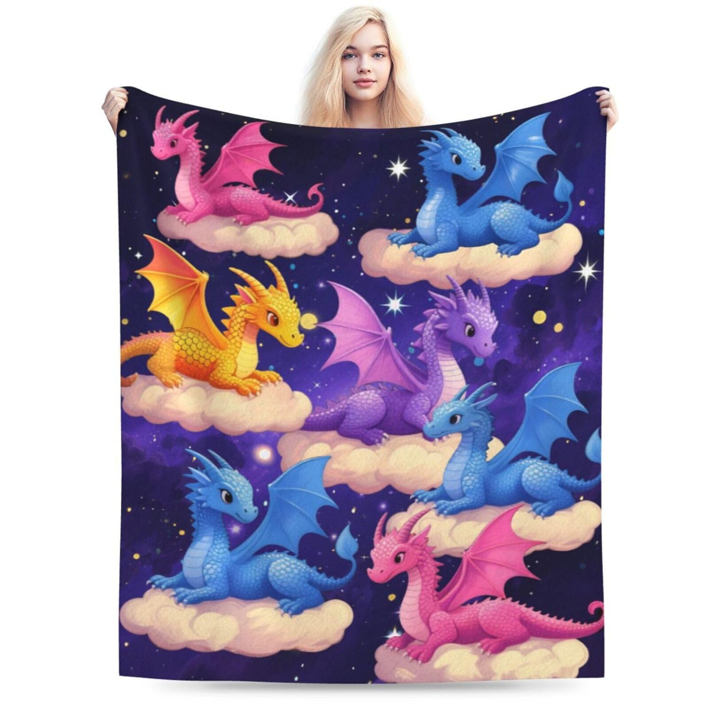 Dragon Throw Blanket - Soft Plush Fleece Bedding Blankets- Cozy Funny Dragon Stuff Gifts for Girls Boys Kids Women 40"X50"