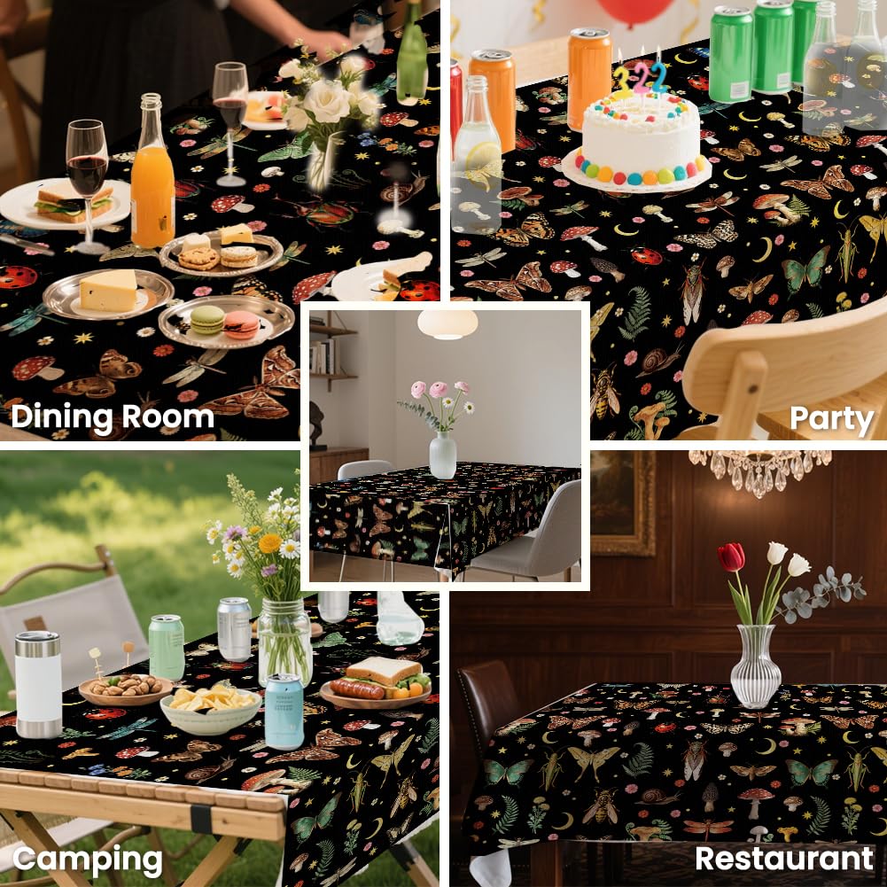 ANATTASOUL Butterflies and Moths Rectangle Table Cloth Waterproof 6ft Fall Tablecloth, 84"x60" Stain Resistant and Wrinkle Free Table Cover for Dining Party Buffet Camping Wedding