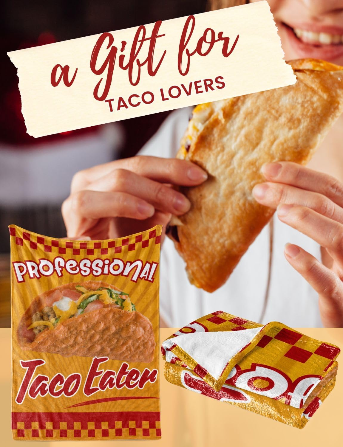 Taco Gifts for Women, Girls, Men, Mexicans, Taco Lovers, Taco Themed Blanket Throw 50x65 Inches