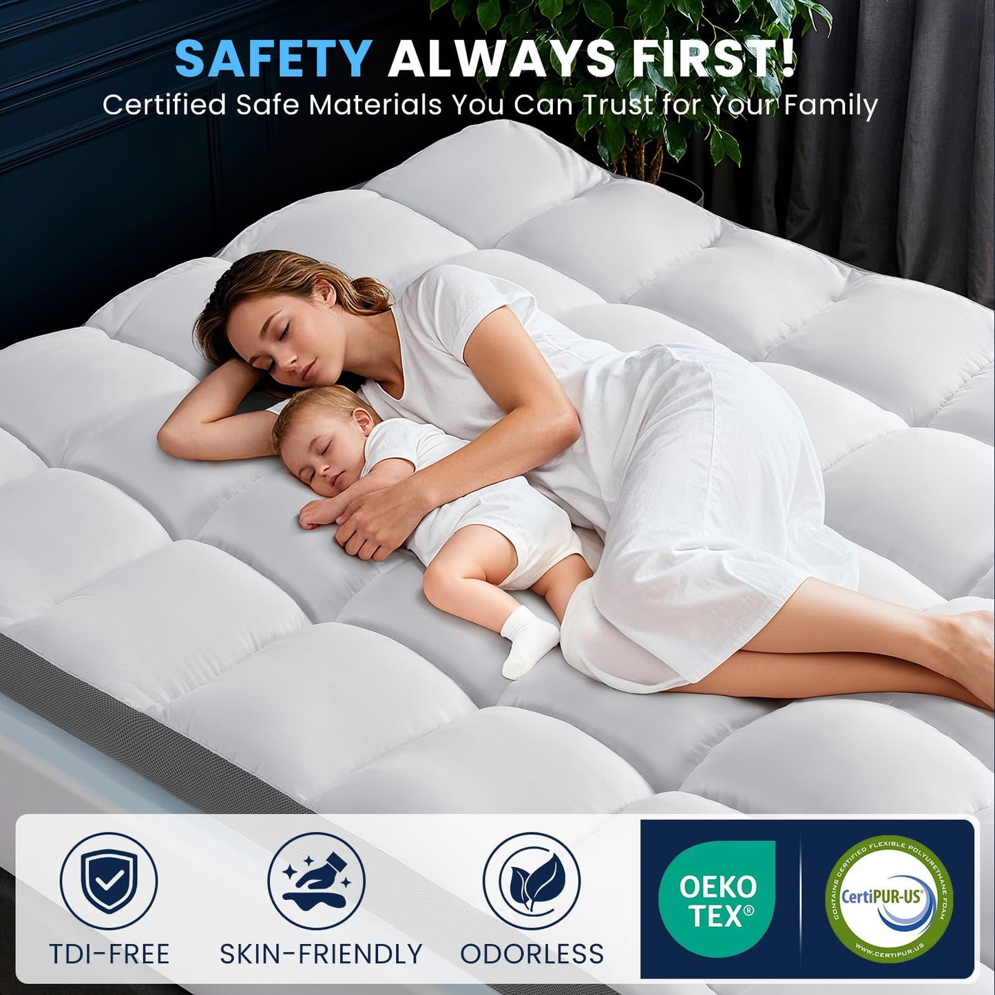 LIANLAM 5 Inch Dual Layer Memory Foam Mattress Topper - 2.5 Inch 1500GSM Fluffy Soft Pillow Top Mattress Cover and 2.5 Inch Cooling Gel Memory Foam for Back Pain Relief (Twin XL, 39"x80")