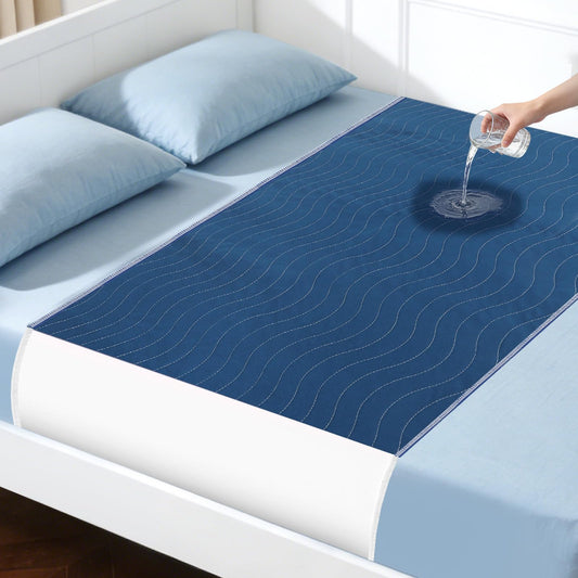 Xfire Bed Pads Washable Waterproof, Heavy Absorbency Reusable Bed Underpads with Tuckable Wings, Incontinence Bed Pads for Adults and Kids, Mattress Protector, Fits Twin/Twin XL Size Bed (Navy)