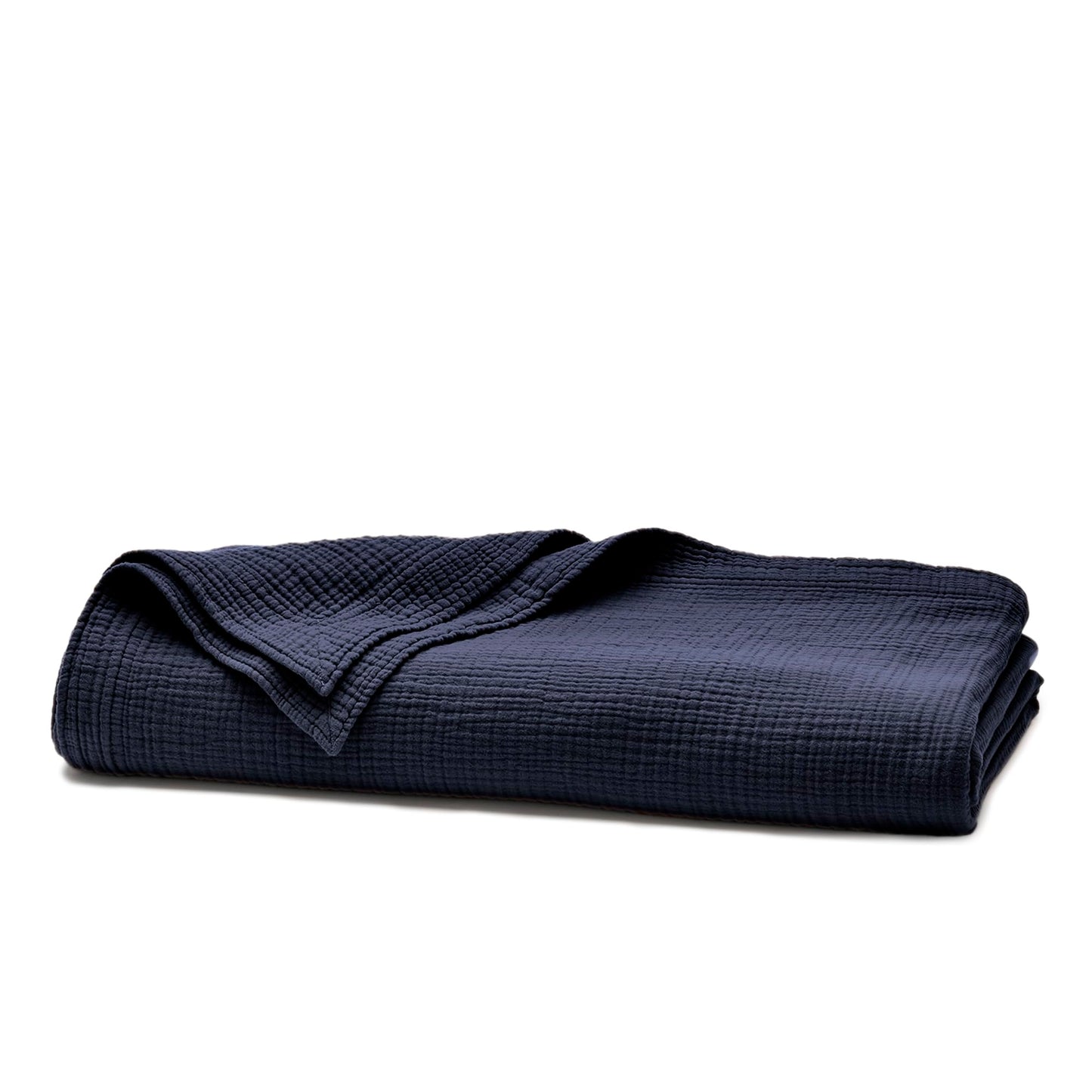 BOLL & BRANCH Dream Bed Blanket - Twin/Twin XL, Coastal Navy - Luxury 100% Organic Cotton - Soft, Lightweight and Breathable - Cloud-Like Touch