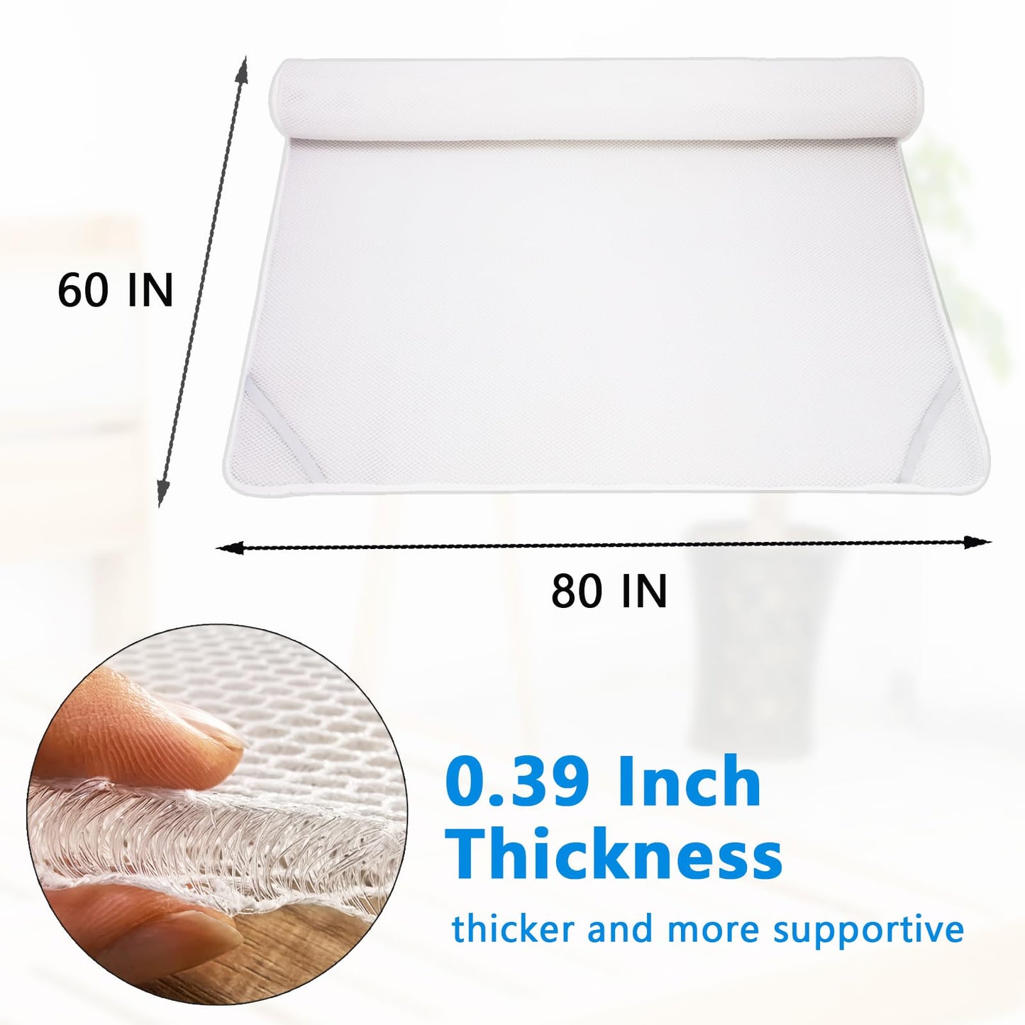 Esme L&H Mattress Underlay RV Ventilated Mattress, Super Breathable 3D Mesh Fabric, Queen Size, RV Bed Pads, White, Breathable, Washable