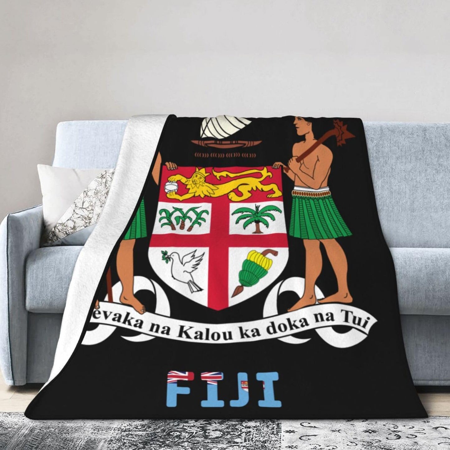 Fijian National Emblem Blanket Throw Blanket for Couch Sofa Plush Fleece Bed Blankets Lightweight Comfy Flannel Ultra-Soft Warm Blankets for Home Camping Travel Gift 80"X60"