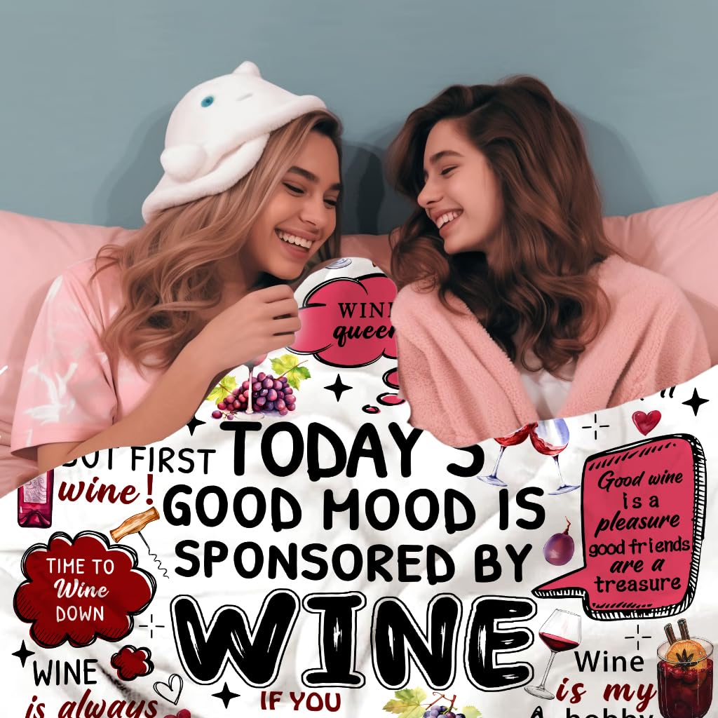 TAPBASE Red Wine Blanket Grapes Gift for Girls Women,Grape Throw Blankets,Funny Gift for Red Wine Lovers 50"X40"
