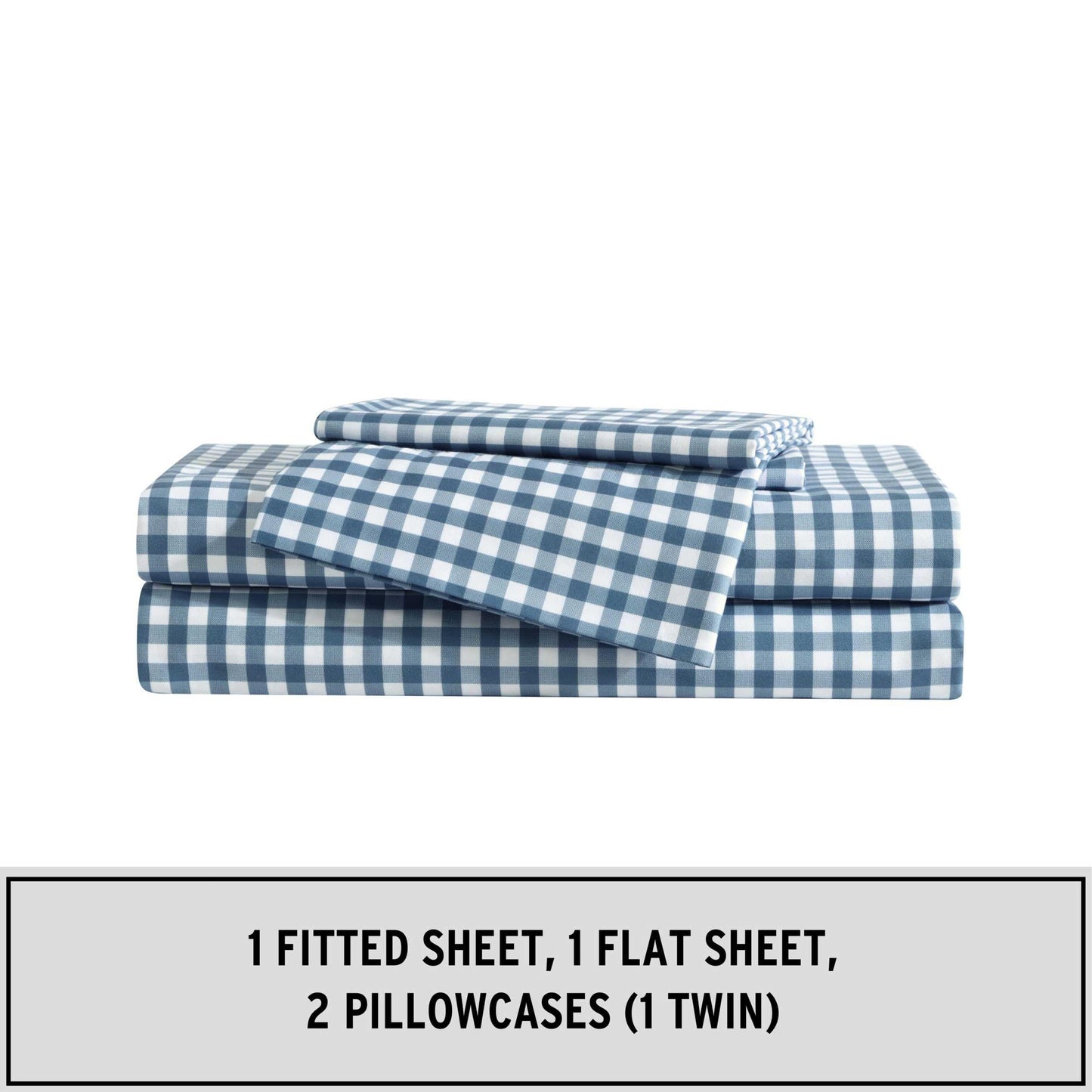 Eddie Bauer Kids - Full Sheet Set, Ultra-Soft Microfiber Bedding with Fully Elastic Fitted Sheet, Kids Bed Set with Pillowcases, Easy Care Bedding (Preston Check)
