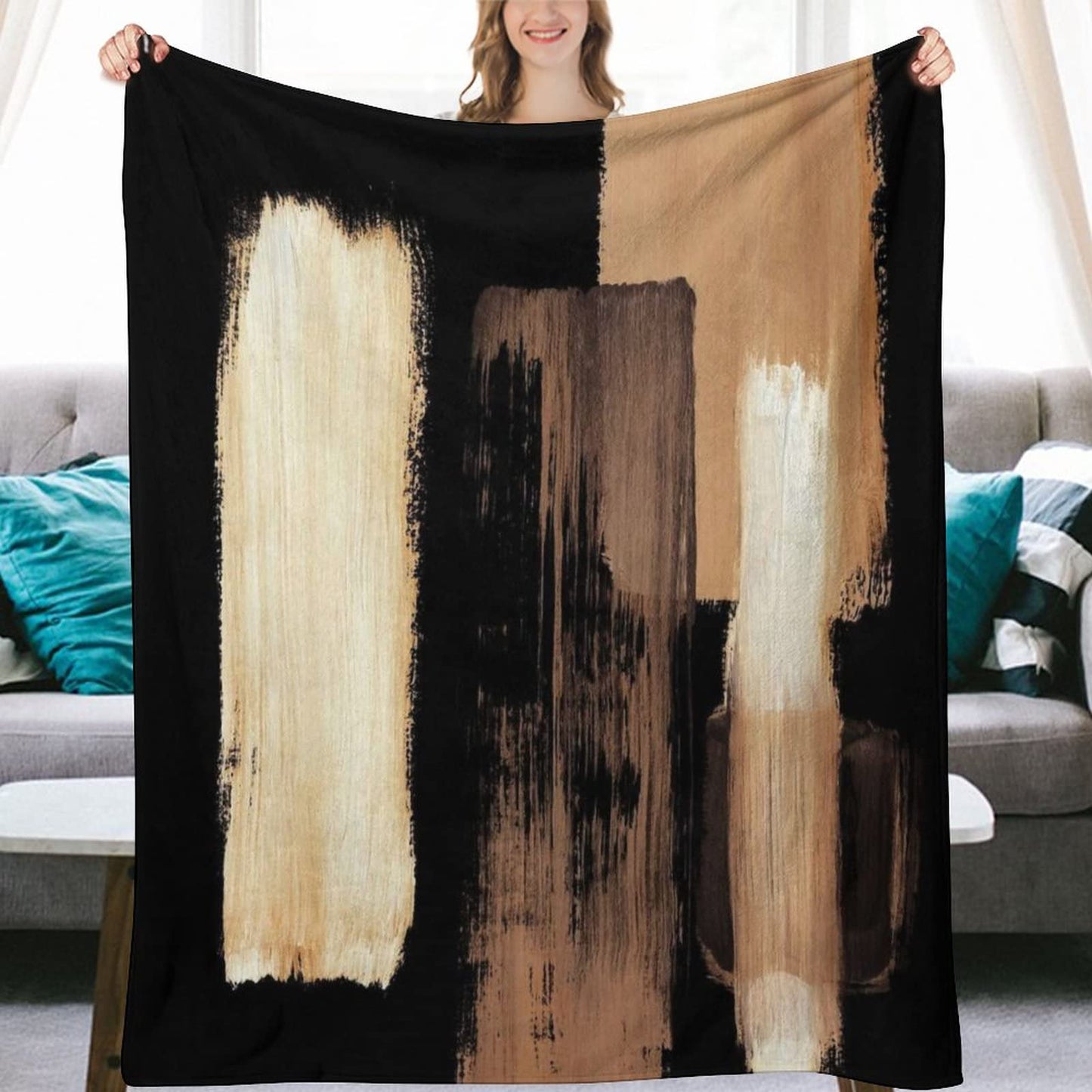Black Brown Flannel Fleece Throw Blankets 50"X40" Lightweight Fluffy Winter Fall Blanket Cozy Soft Fuzzy Plush Home Decor for Couch Bed Sofa Bedroom Living Room Travel