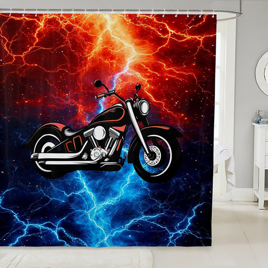 Feelyou Kids Dirt Bike Bathroom Shower Curtain Set Racing Motocross Bath Curtain Boys Girls Motorcycle Shower Curtain Motorbike Teens Bathroom Accessories Bedroom Decor 72"x78"