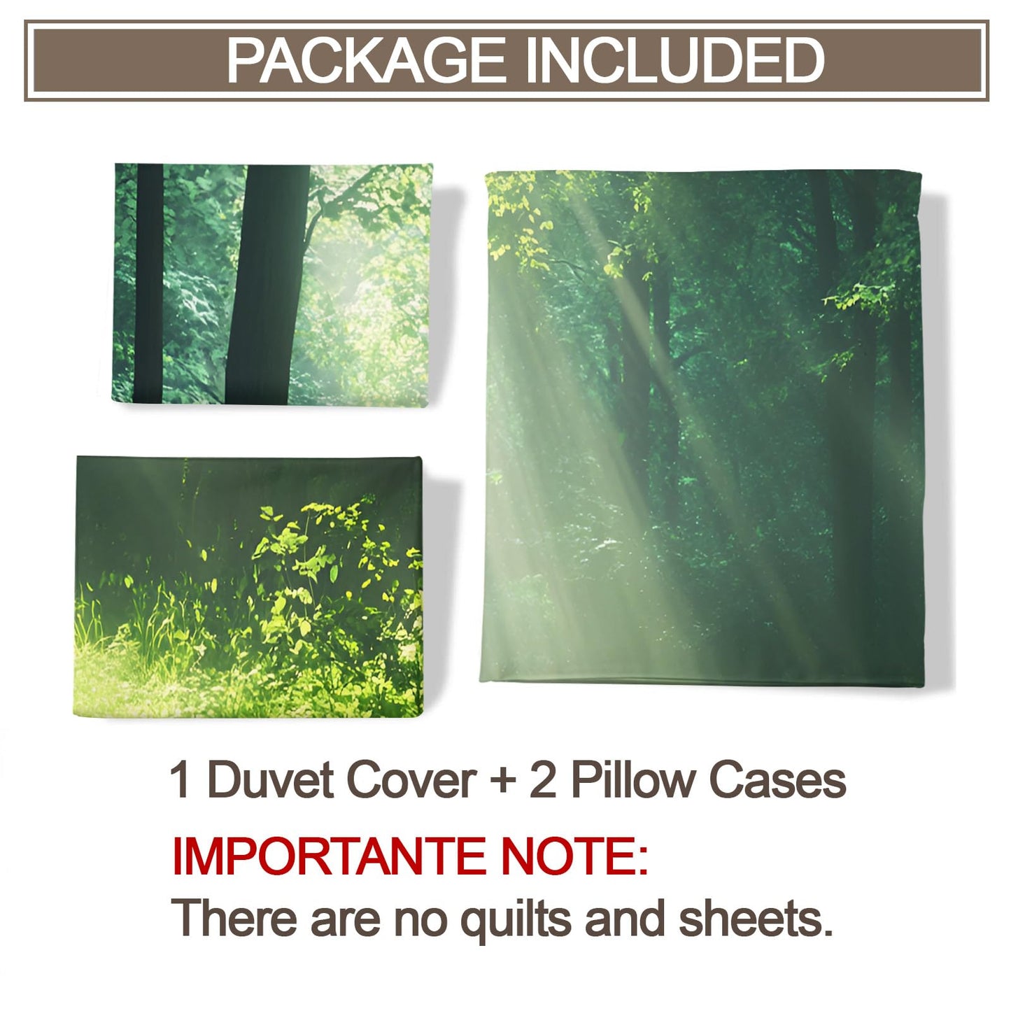 GKPLY Sunlit Forest Bedding Sets Queen, Misty Woodland Duvet Cover, Calm Nature Comforter Set, Zipper & Ties, 2 Pillowcases, Reversible Print, Serene Landscape Quilts & Home Decor, Easy Care
