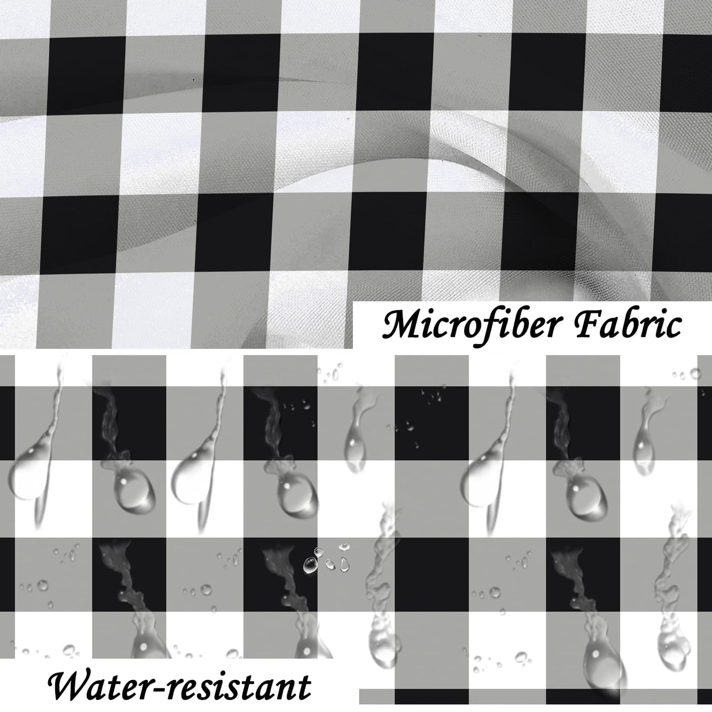 SDIII Black and White Gingham Shower Curtain Set 72x72 Inch Waterproof Microfiber Farmhouse Boho Buffalo Plaid Shower Curtain for Bathroom Decor Checkered