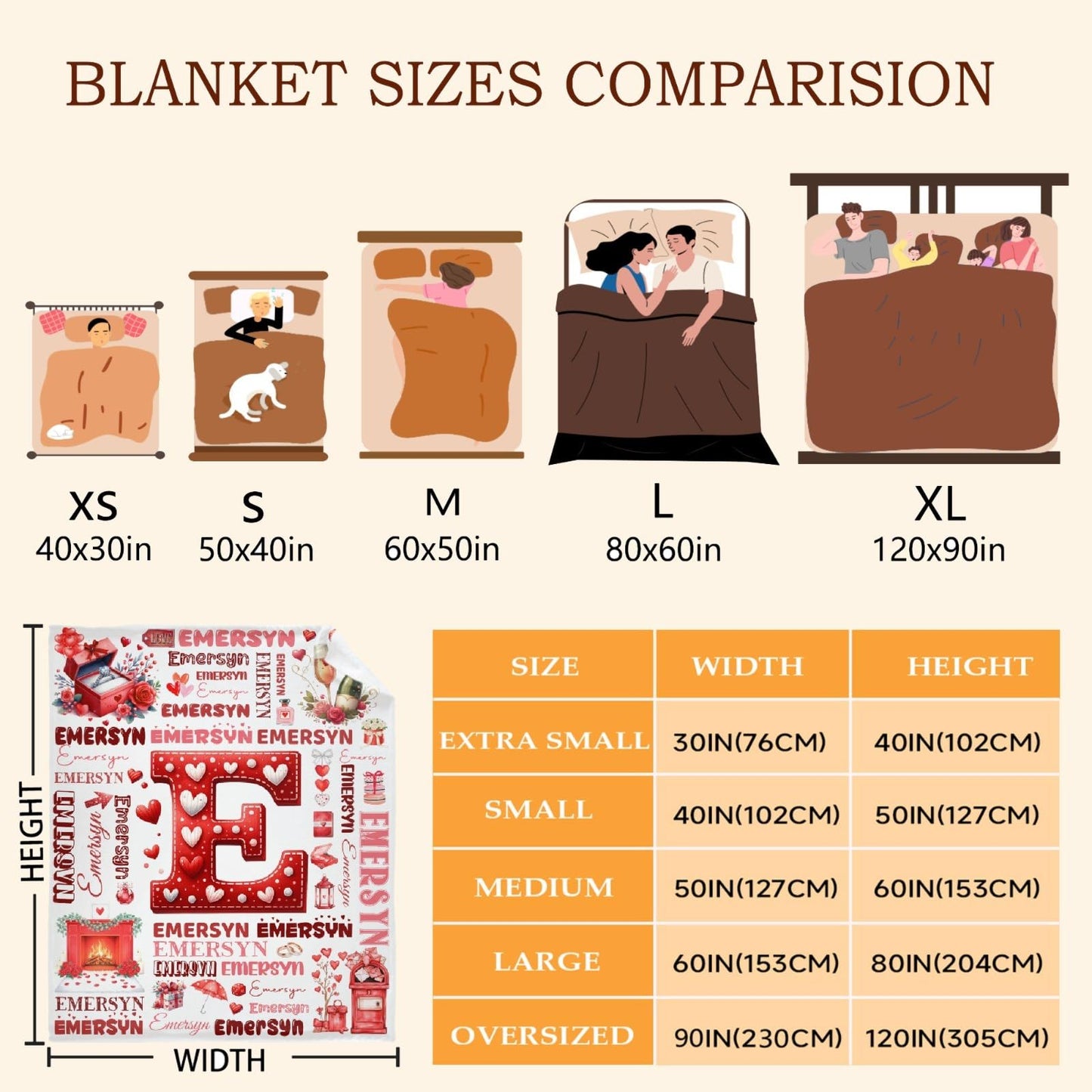 Personalized Valentine's Day Blanket,Couple Gifts for Boyfriend Girlfriend,Soft Flannel Throw for Bed Sofa,Lightweight,40 x 30in