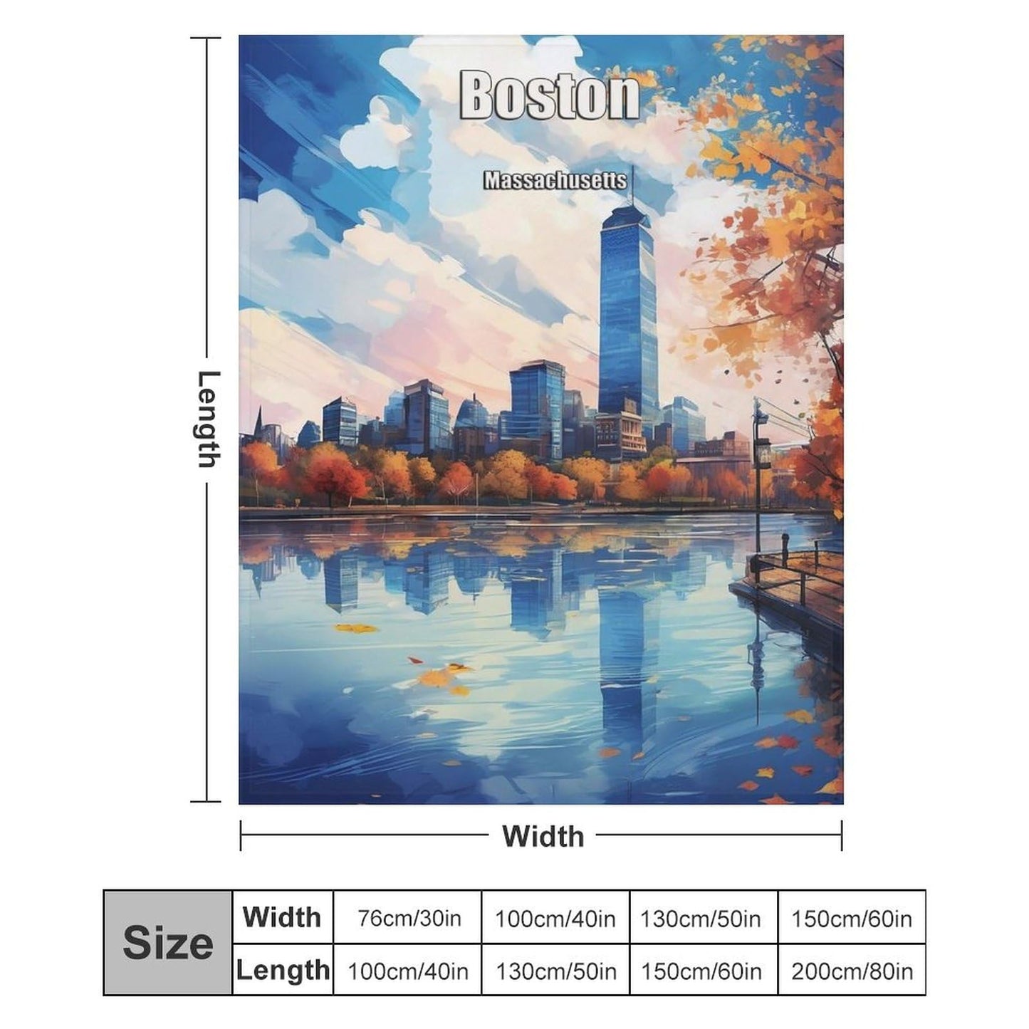 Boston Massachusetts City Skyline Landscape Abstract Blanket Soft Flannel Lightweight Blanket Outdoor Travel Carry Living Room Bedroom Sofa Decoration Gifts 60x80 Inch