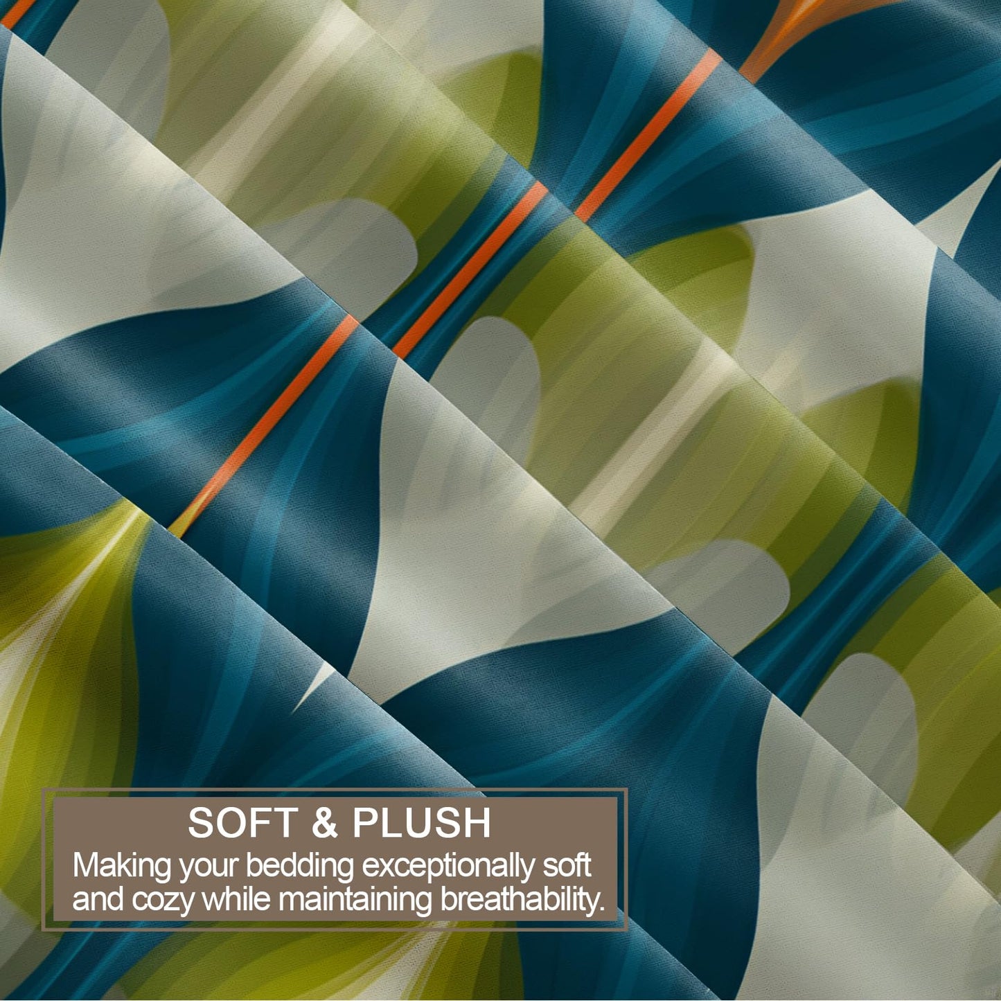 ZAOMIR Mid Century Modern Duvet Cover Twin Size, Groovy Abstract Retro Bedding Set 3 Piece, Blue Green Geometric Patterned Comforter Cover with Zipper Soft Microfiber, 2 Pillowcases