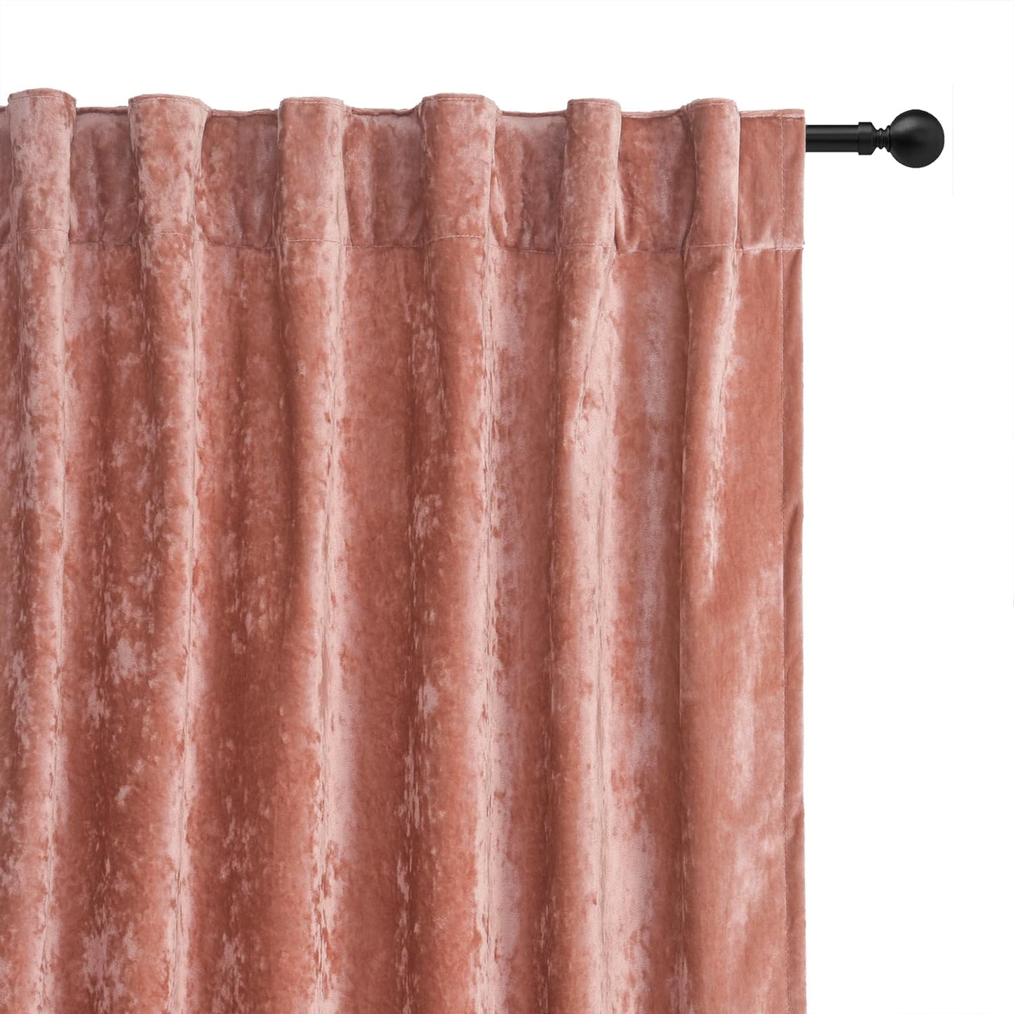 Roslynwood Crushed Luxury Velvet Blush Pink Curtains for Bedroom 84 inches Long, Thermal Insulated Window Drapes Back Tab for Living Room/Dining Room, W52 x L84, 2 Panels