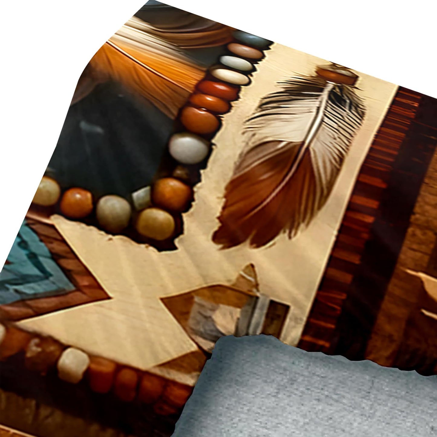 AILONEN Goth Skull Fitted Sheet Set Queen Size,Native American Bedding Set for Room Decor,Ethnic Feather Print Bed Sheets with 2 Pillowcases,3Pcs