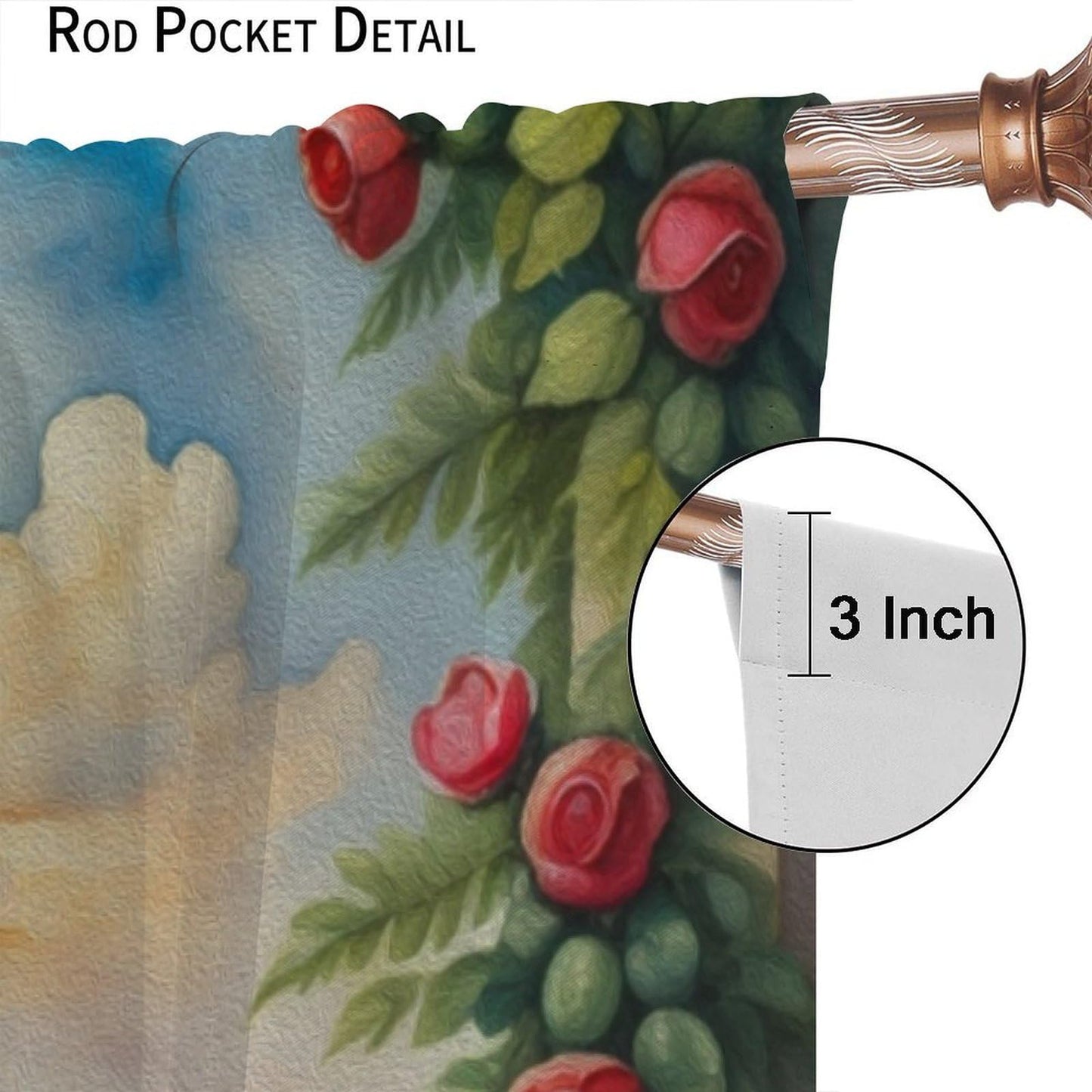 Wallira Paris Eiffel Tower Scene Curtains,Cityscape Rural Oil Painting Landscape Rose Decor Rod Pocket Window Treatments for Girl Women Aldult Bedroom Living Office Restaurant Drapes 41" W X 45" L